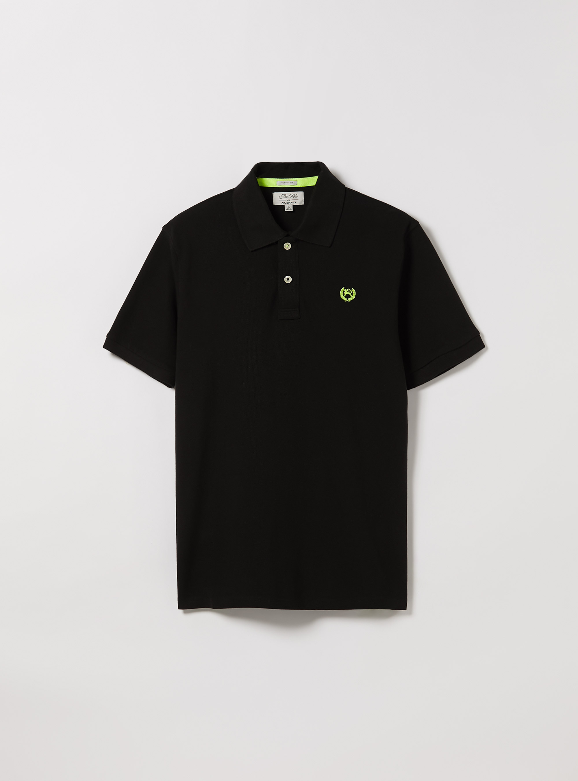 Cotton piqu&eacute; polo shirt with embroidery, BK1 BLACK