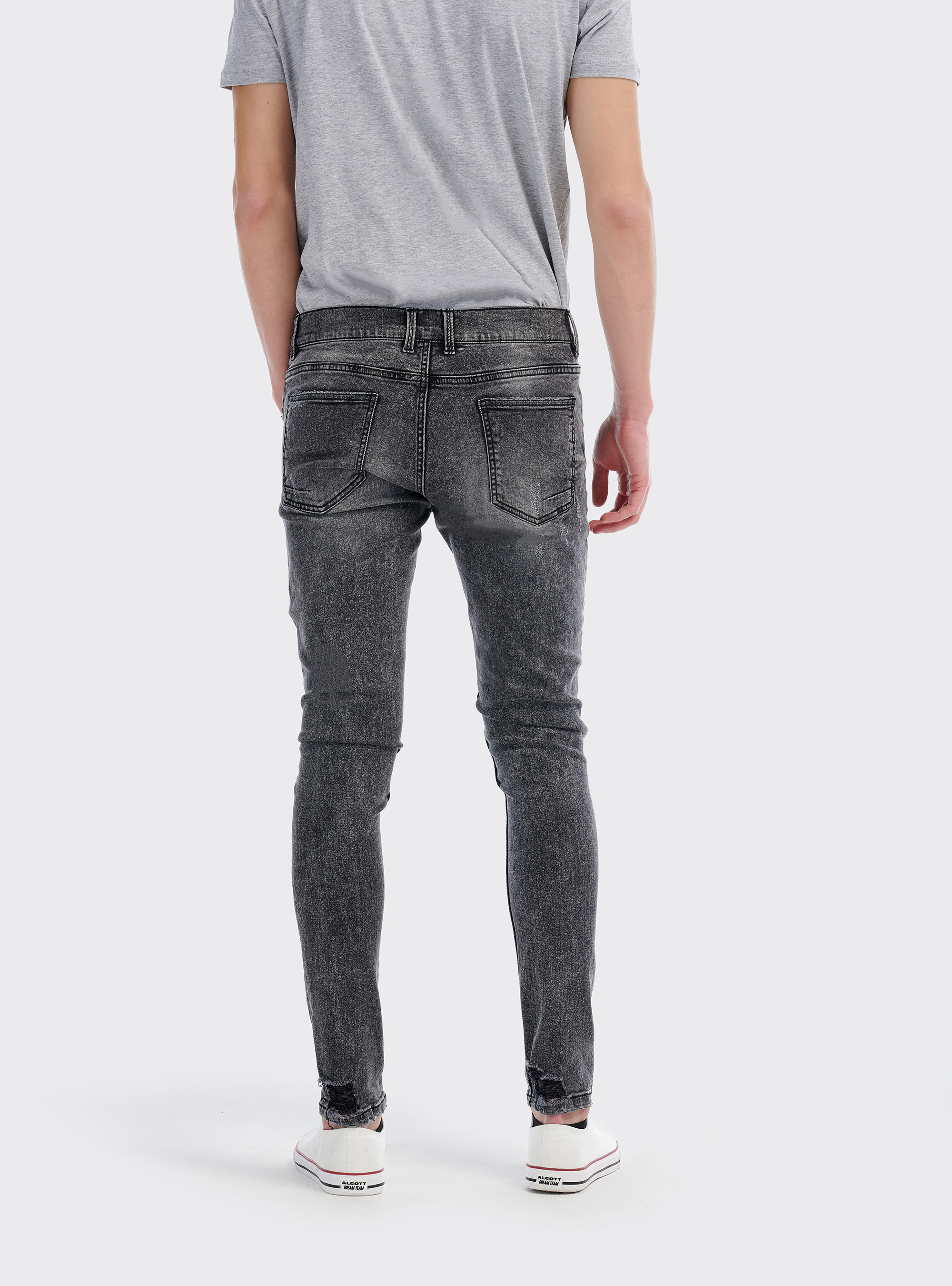 Jeans super skinny fit con strappi, NERO