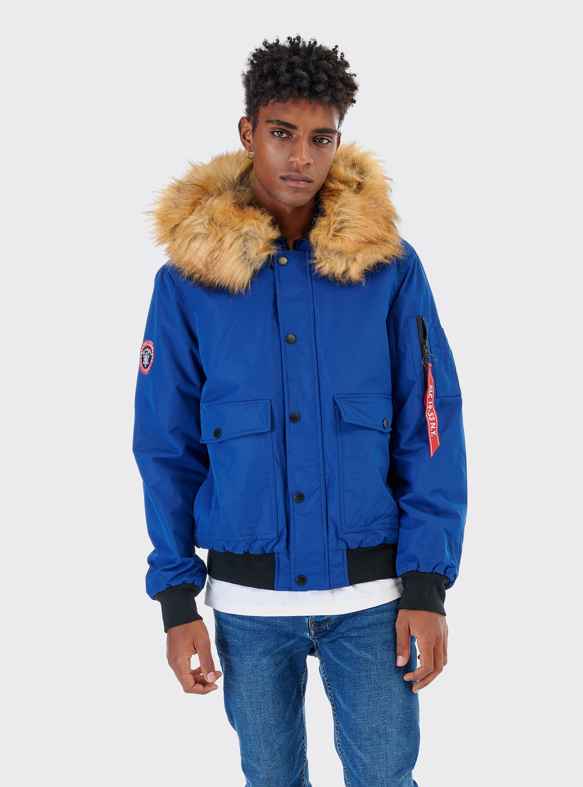 Giacca sales pelliccia blu