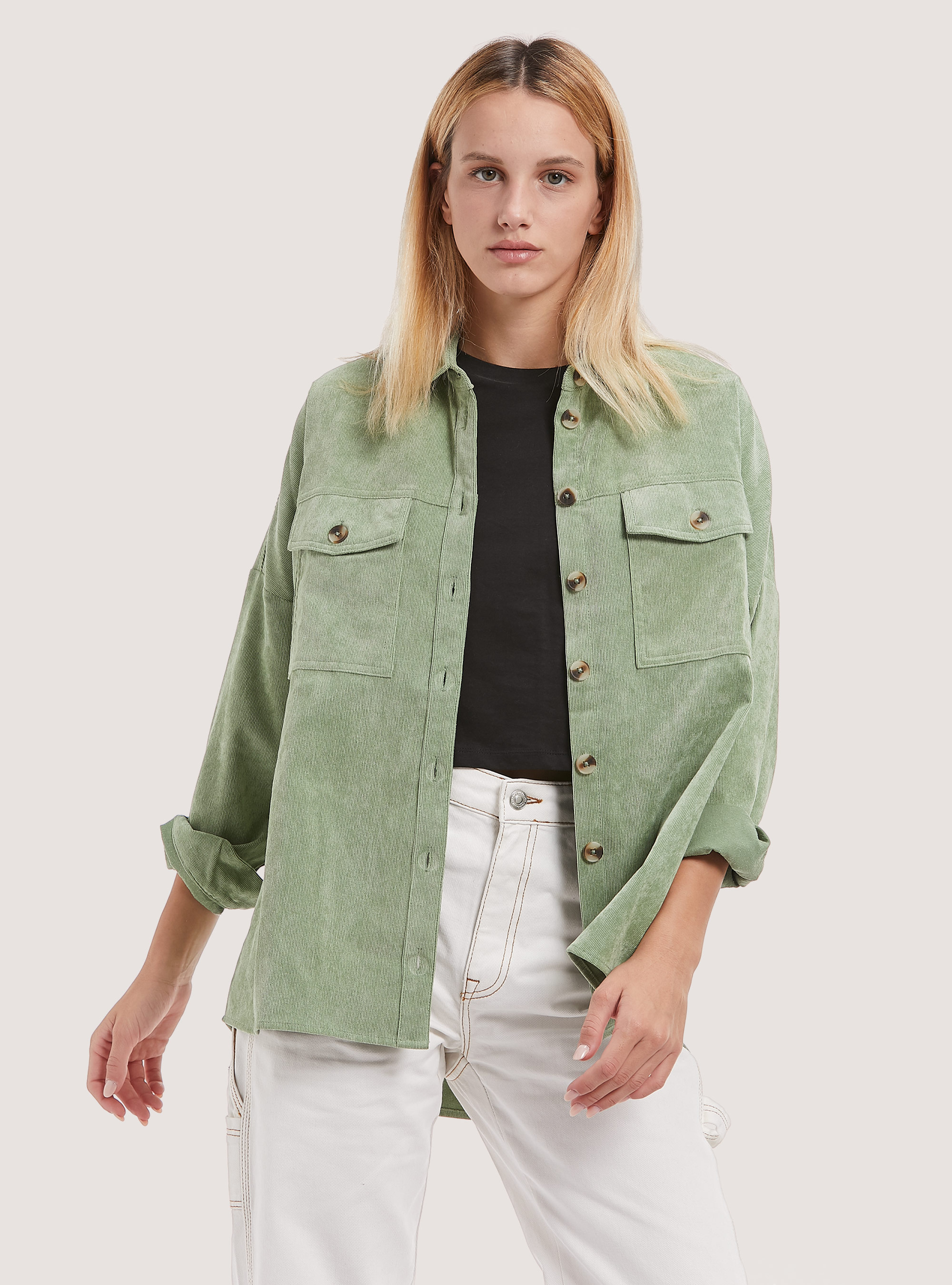Giacca camicia in velluto a costine