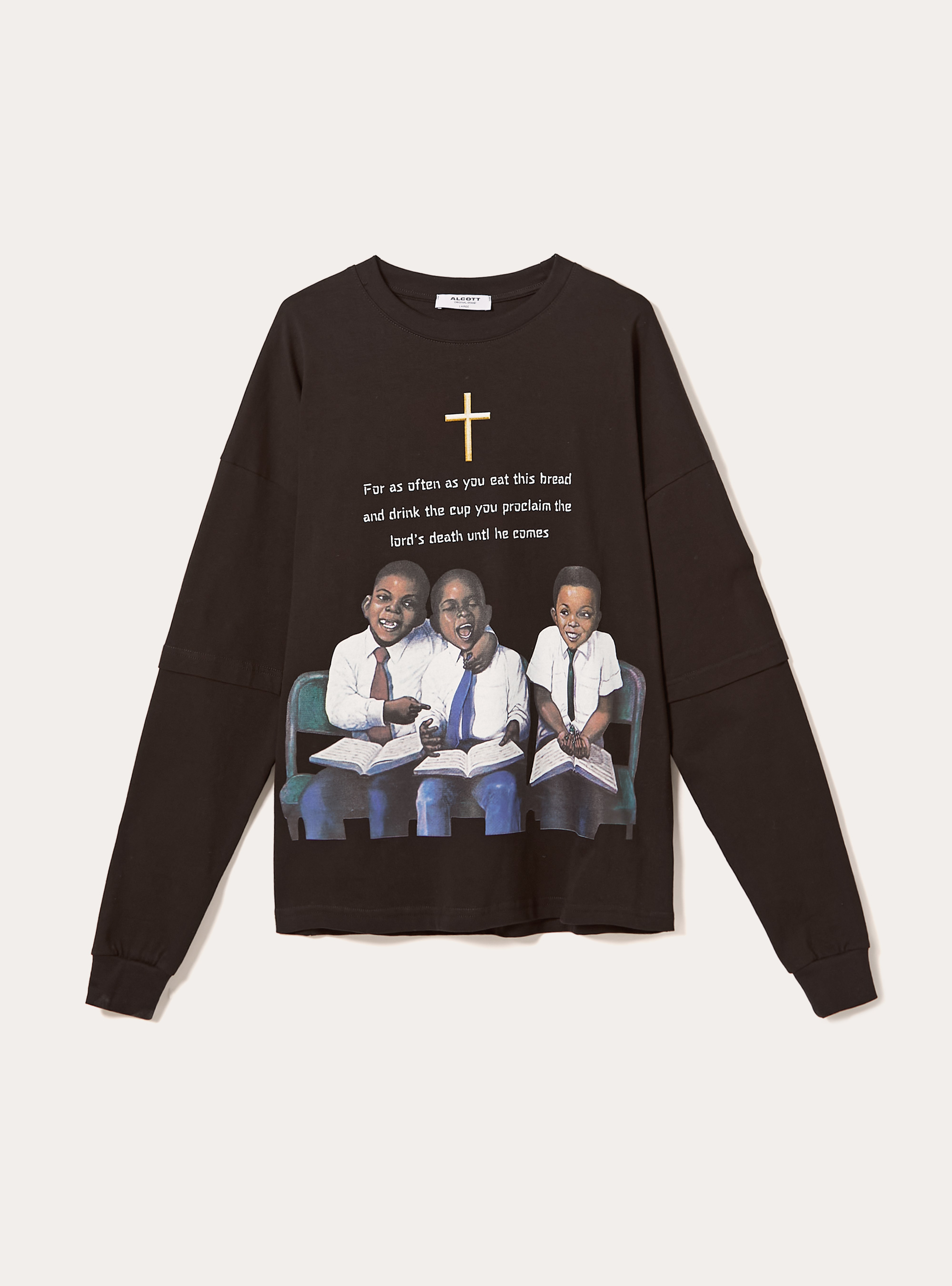 T-shirt à manches longues, coupe évasée, BK1 BLACK