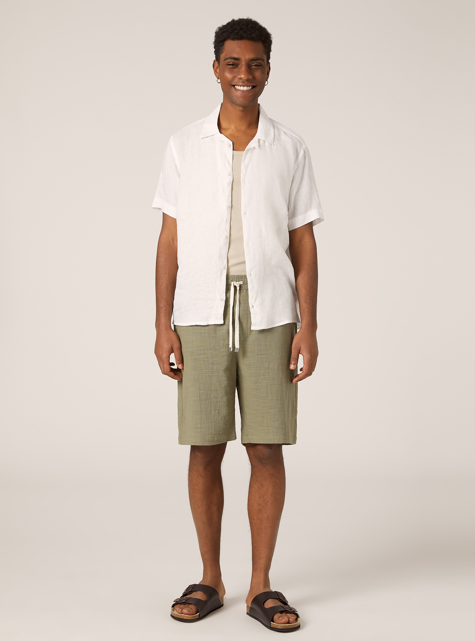 Cotton bermuda shorts with elastic waistband, KY2 KAKY MEDIUM