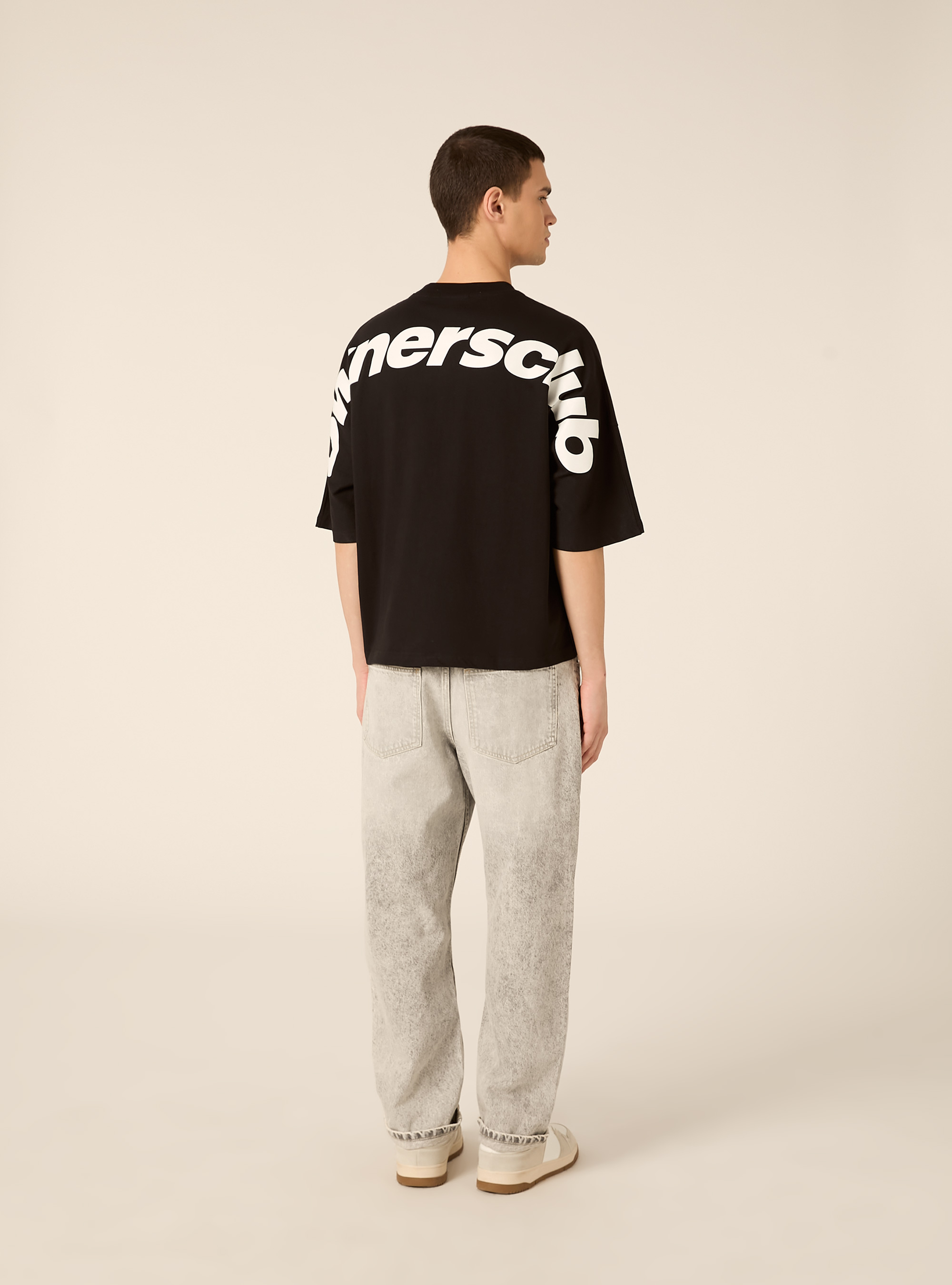 T- shirt base boxy con stampa, BK1 BLACK