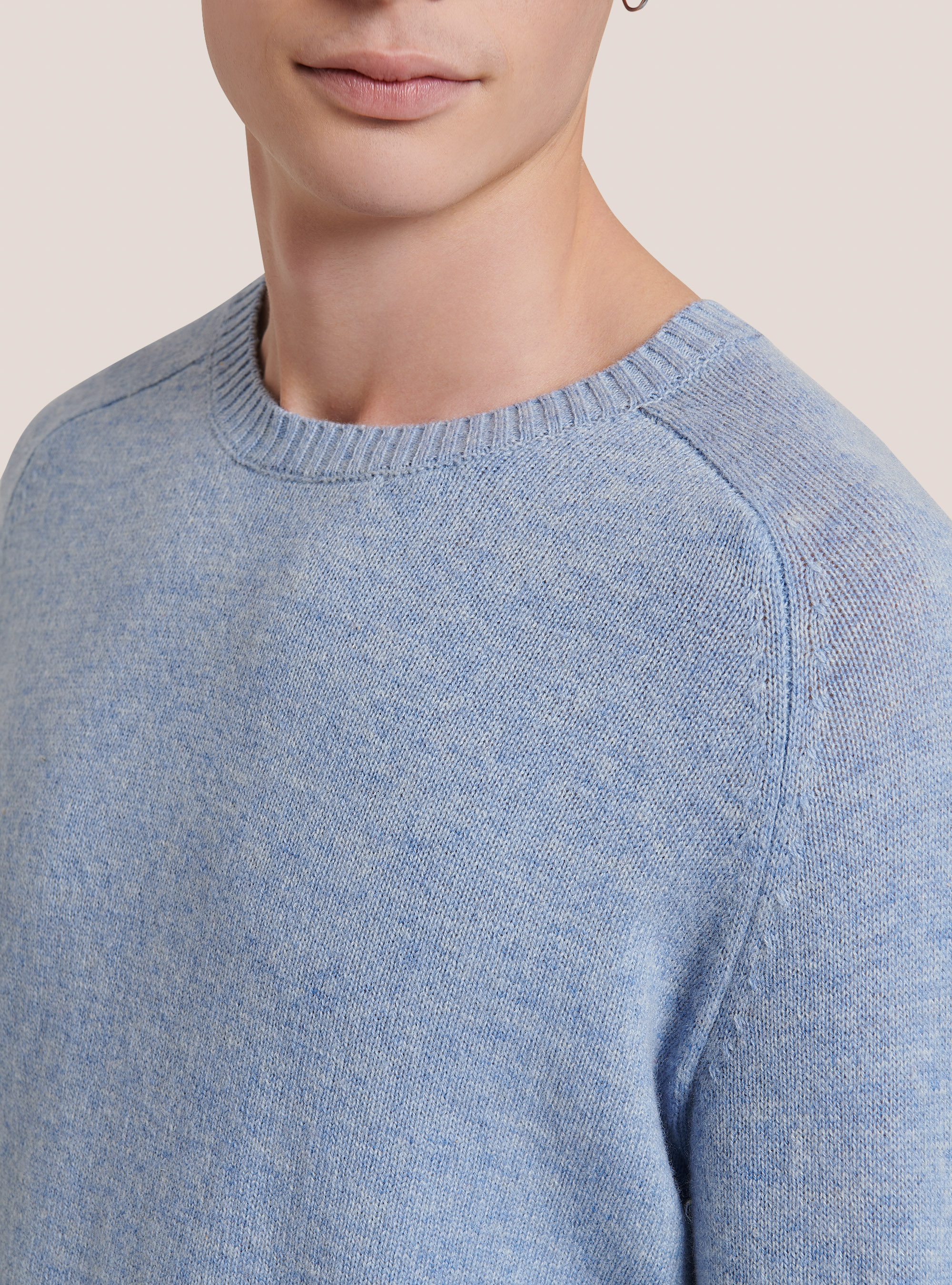 Wool blend crew-neck pullover, C0691 AZZURRE