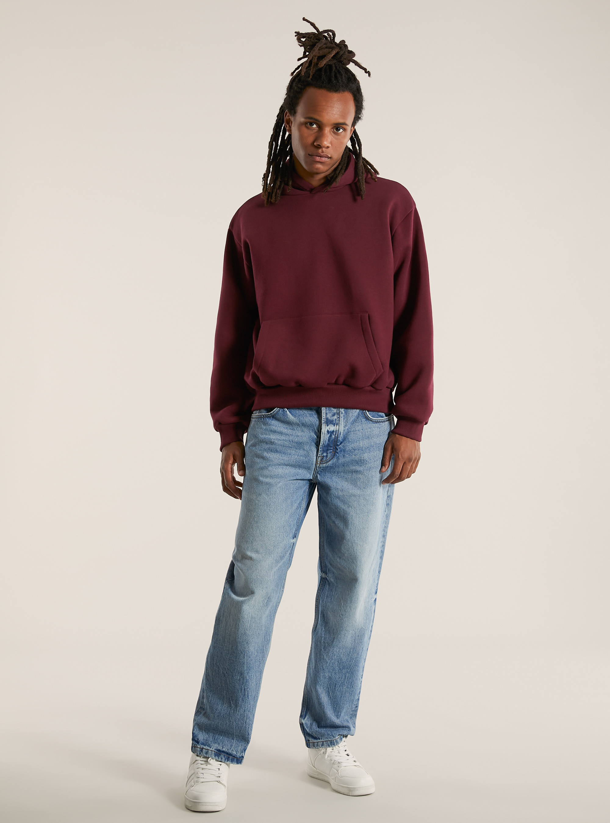 Boxy fit hoodie, BO1 BORDEAUX DARK