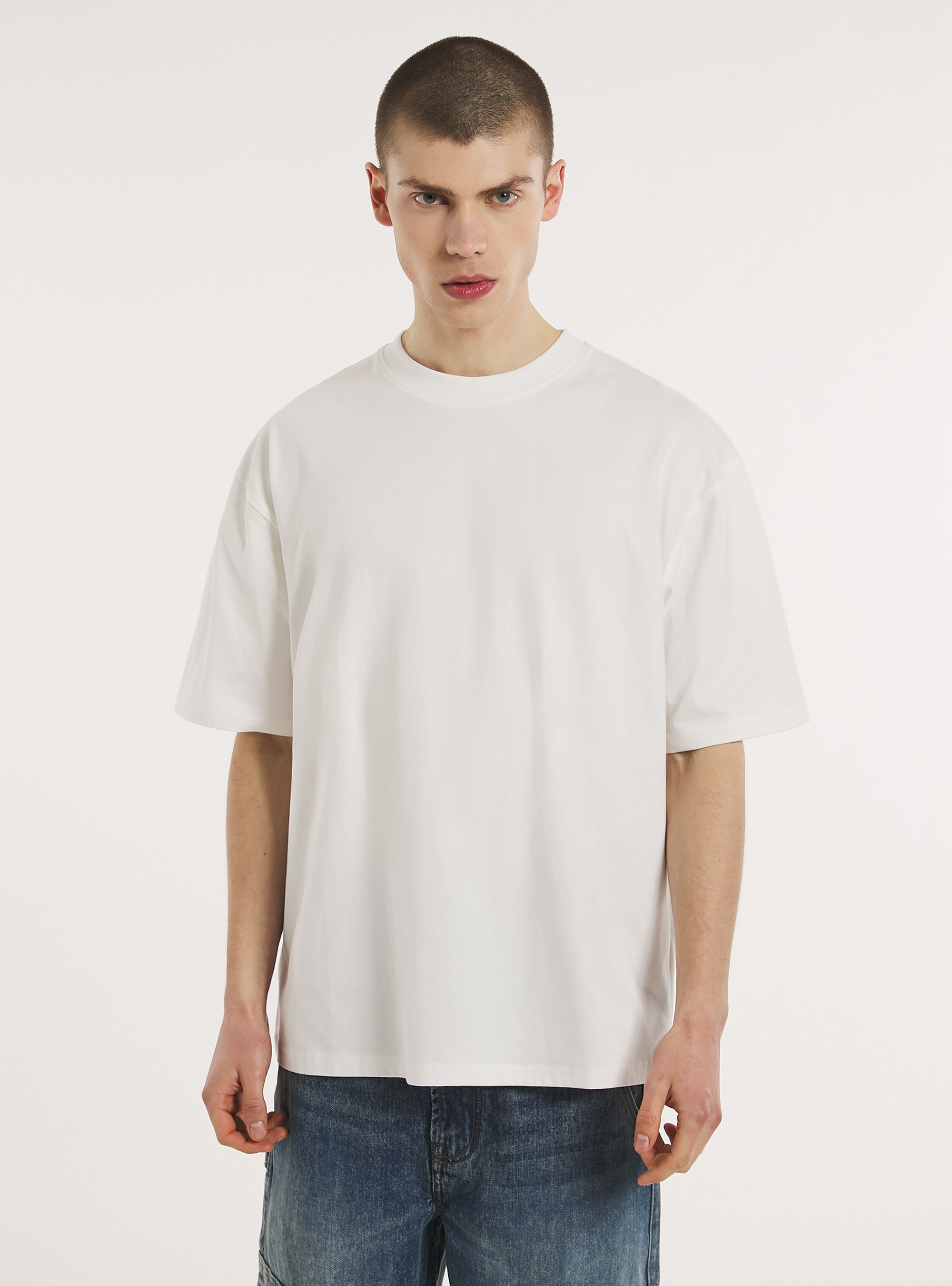 Boxy fit cotton t-shirt, WH2 WHITE