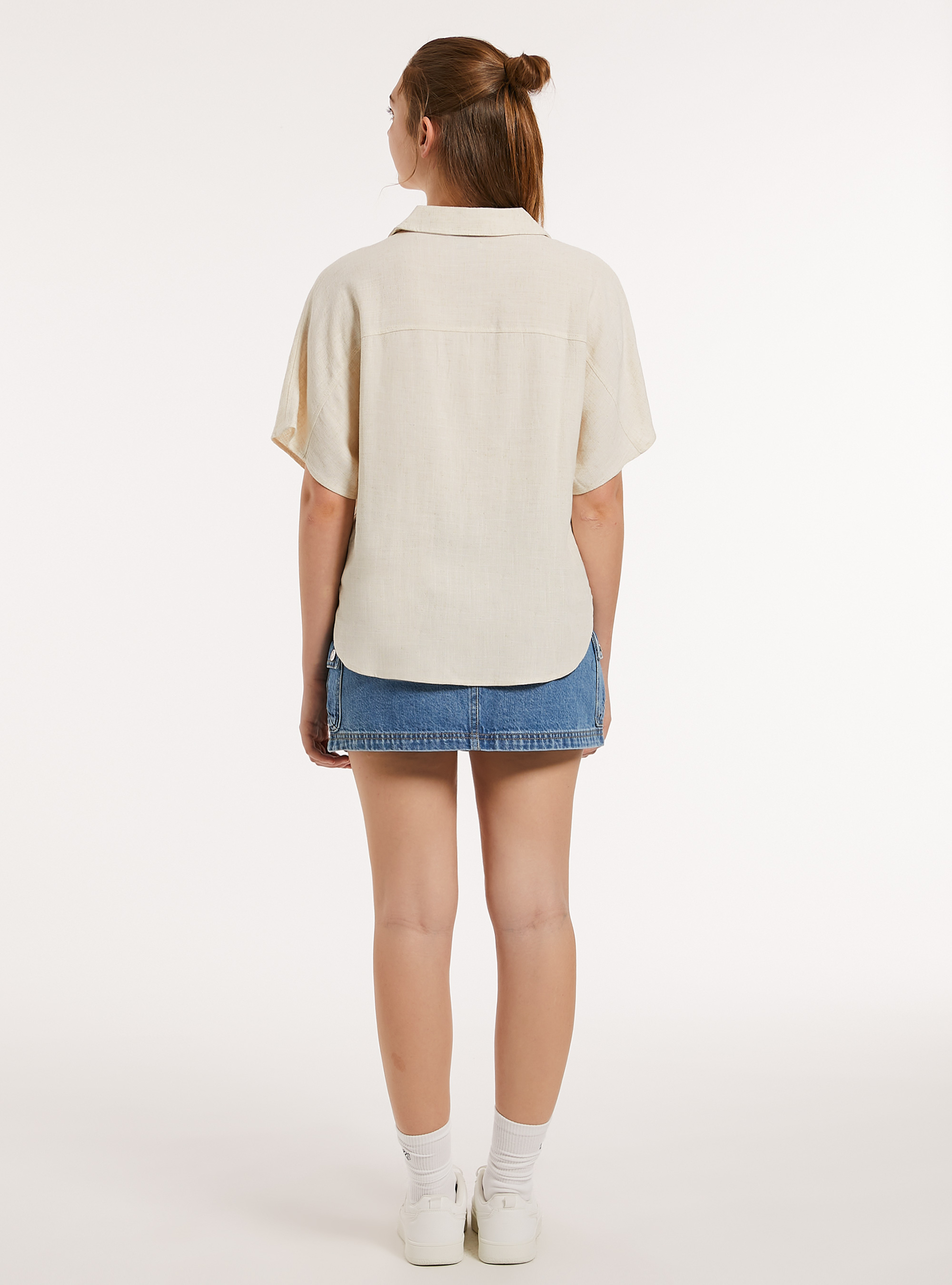 Linen-blend blouse, MBG3 BEIGE MEL LIGHT