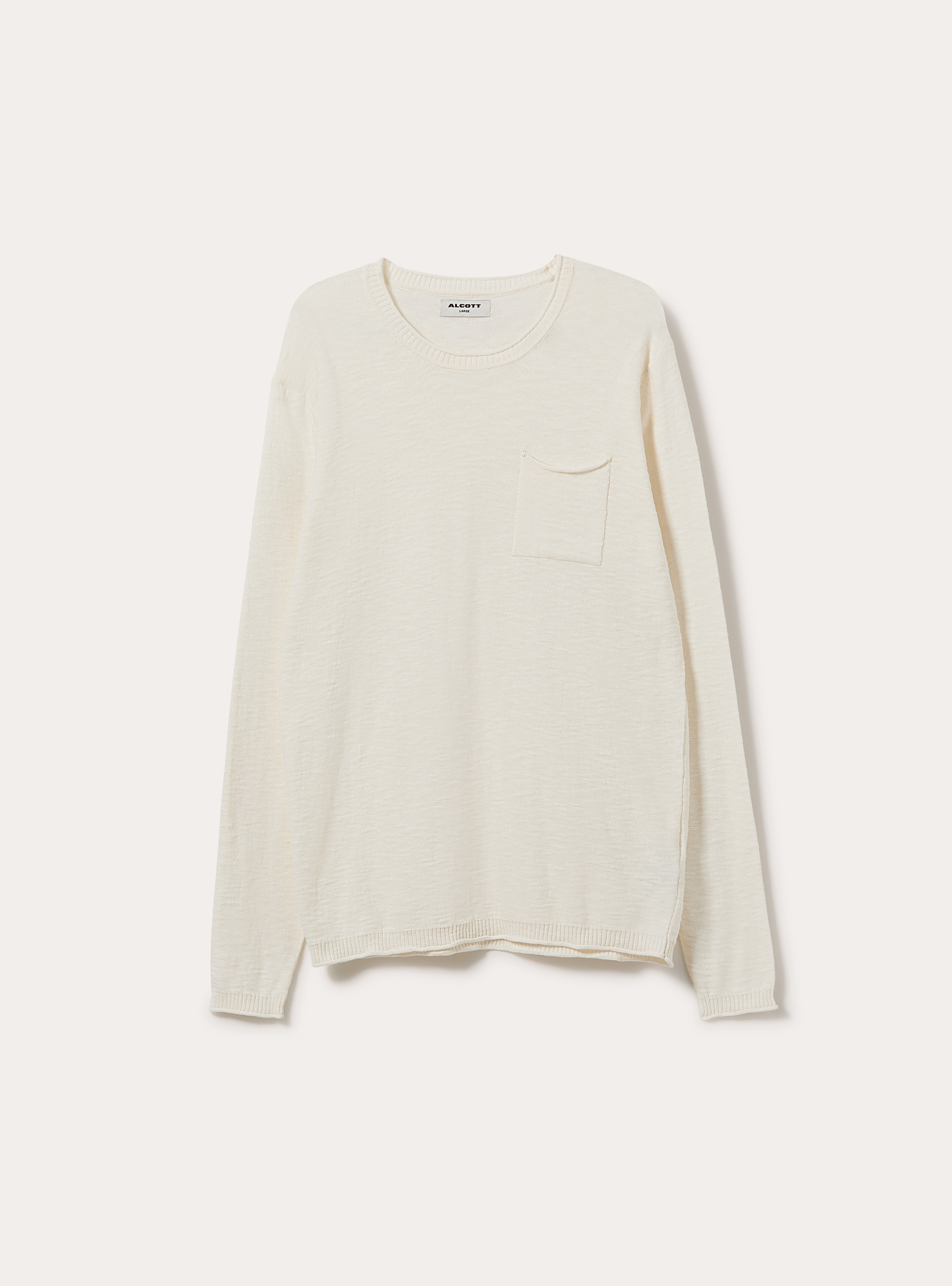 Pullover  in cotone slub, OFF WHITE