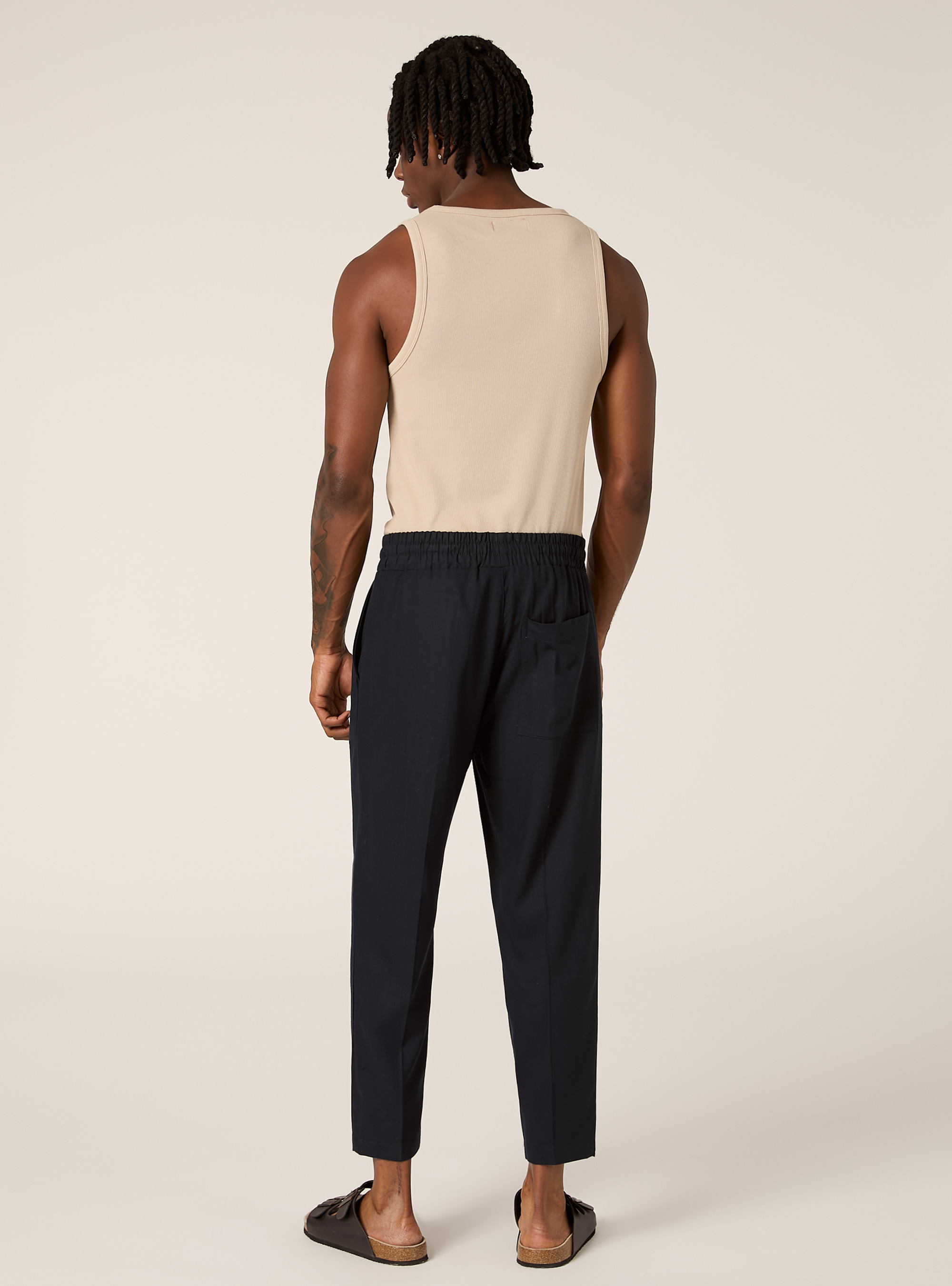 Linen blend jogger trousers, NA1 NAVY DARK