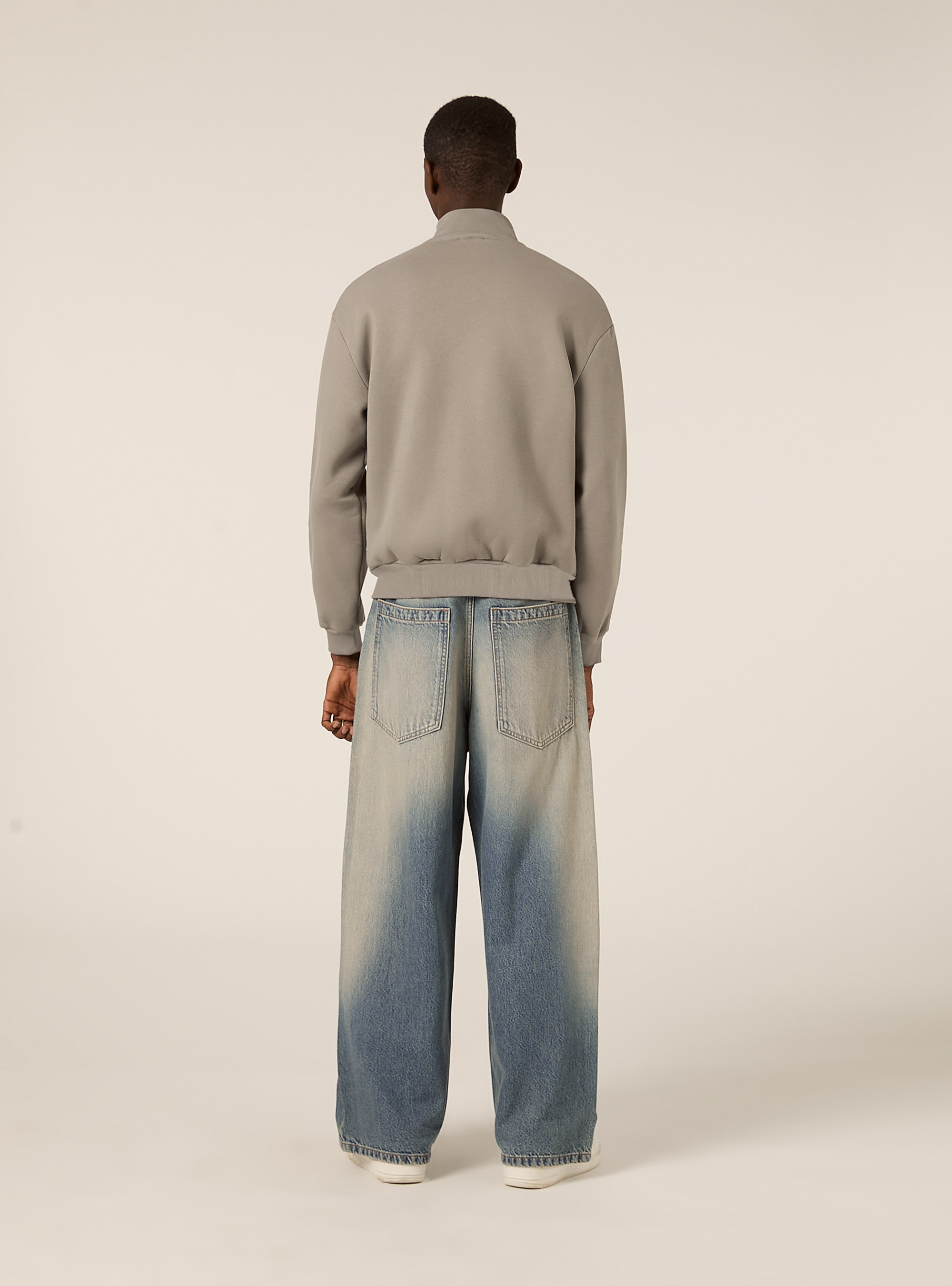 Zip front sweatshirt with mock neck, GY2 GREY MEDIUM