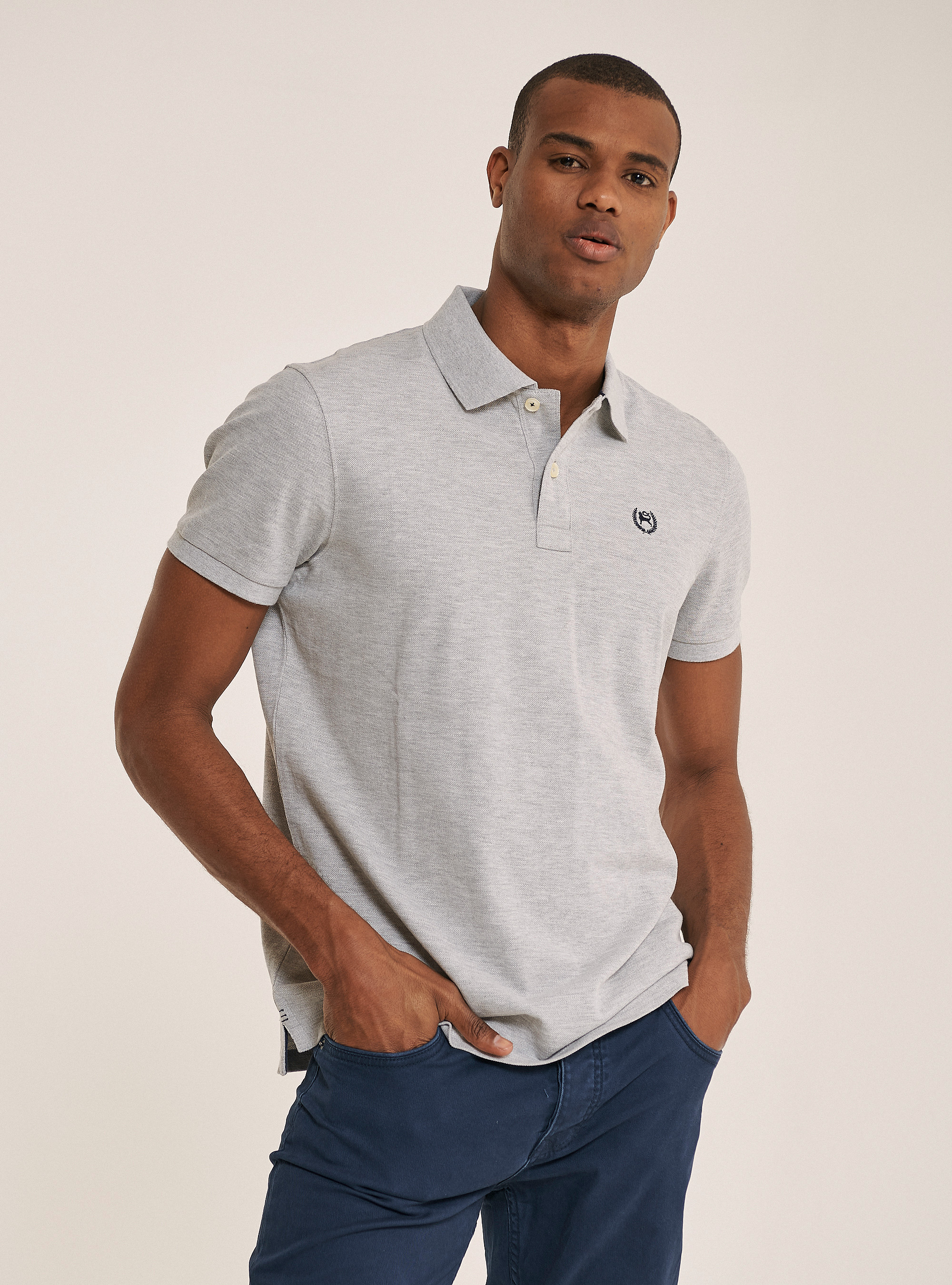 Polo in cotone piquet, GRIGIO CHIARO MELANGE