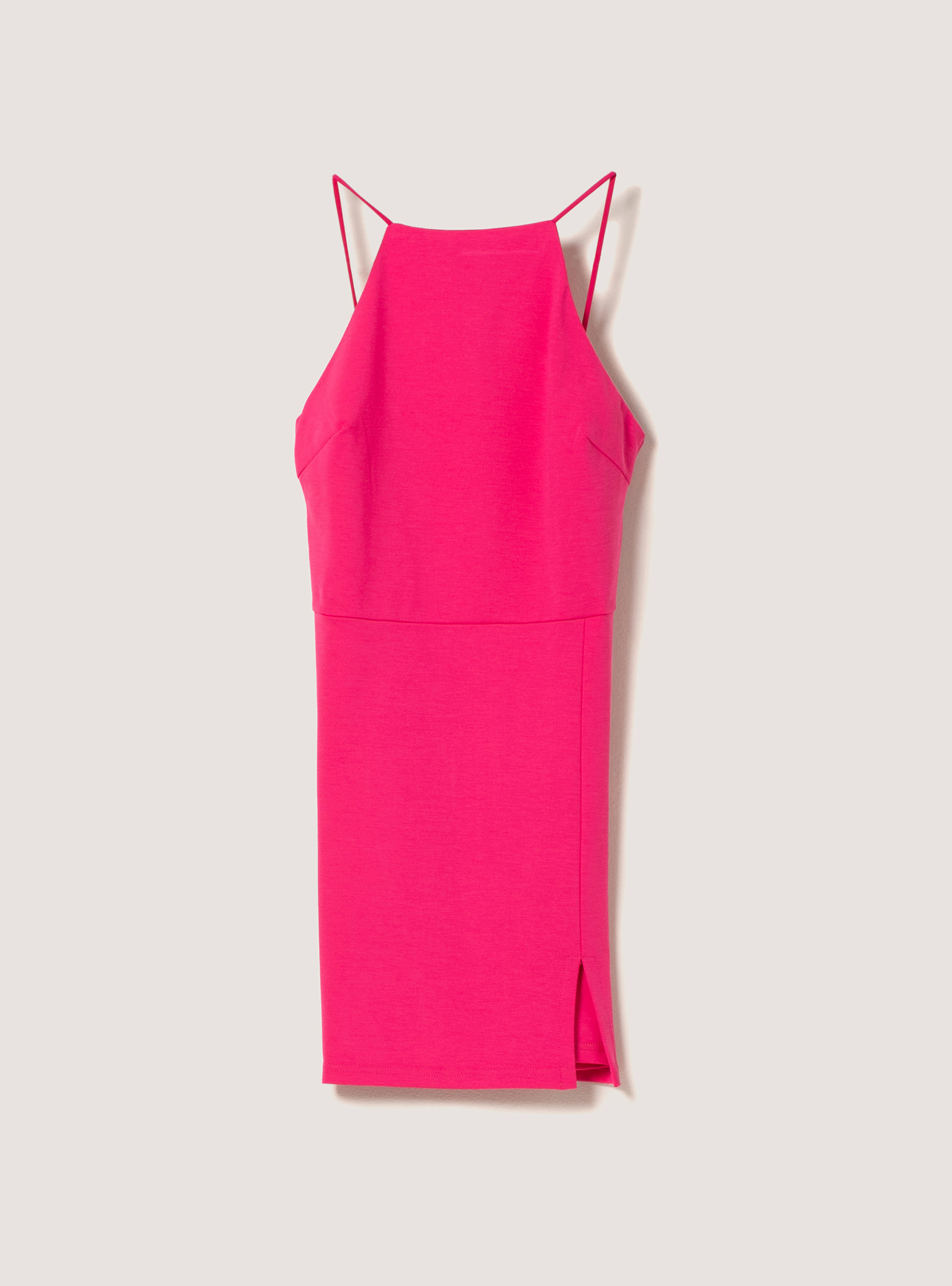 Mini vestido con escote halter y abertura, FX2 FUXIA MEDIUM