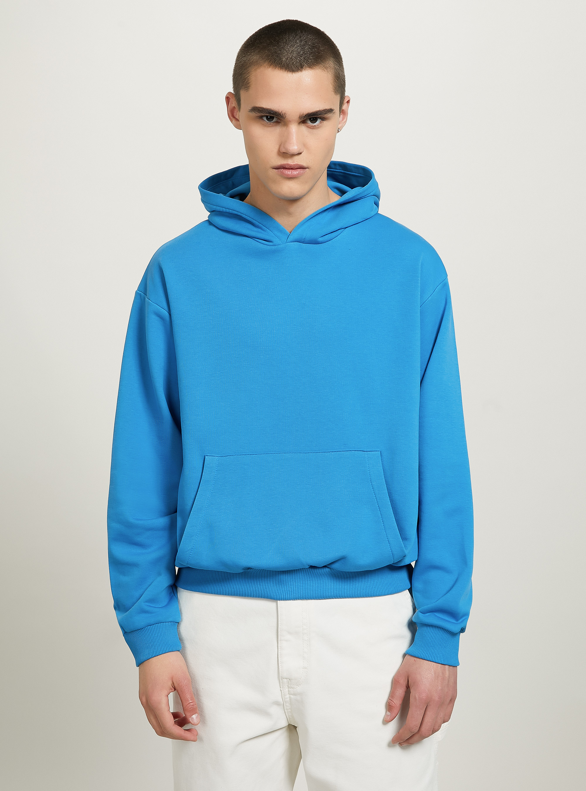Felpa boxy fit con cappuccio, AZ1 AZURE DARK
