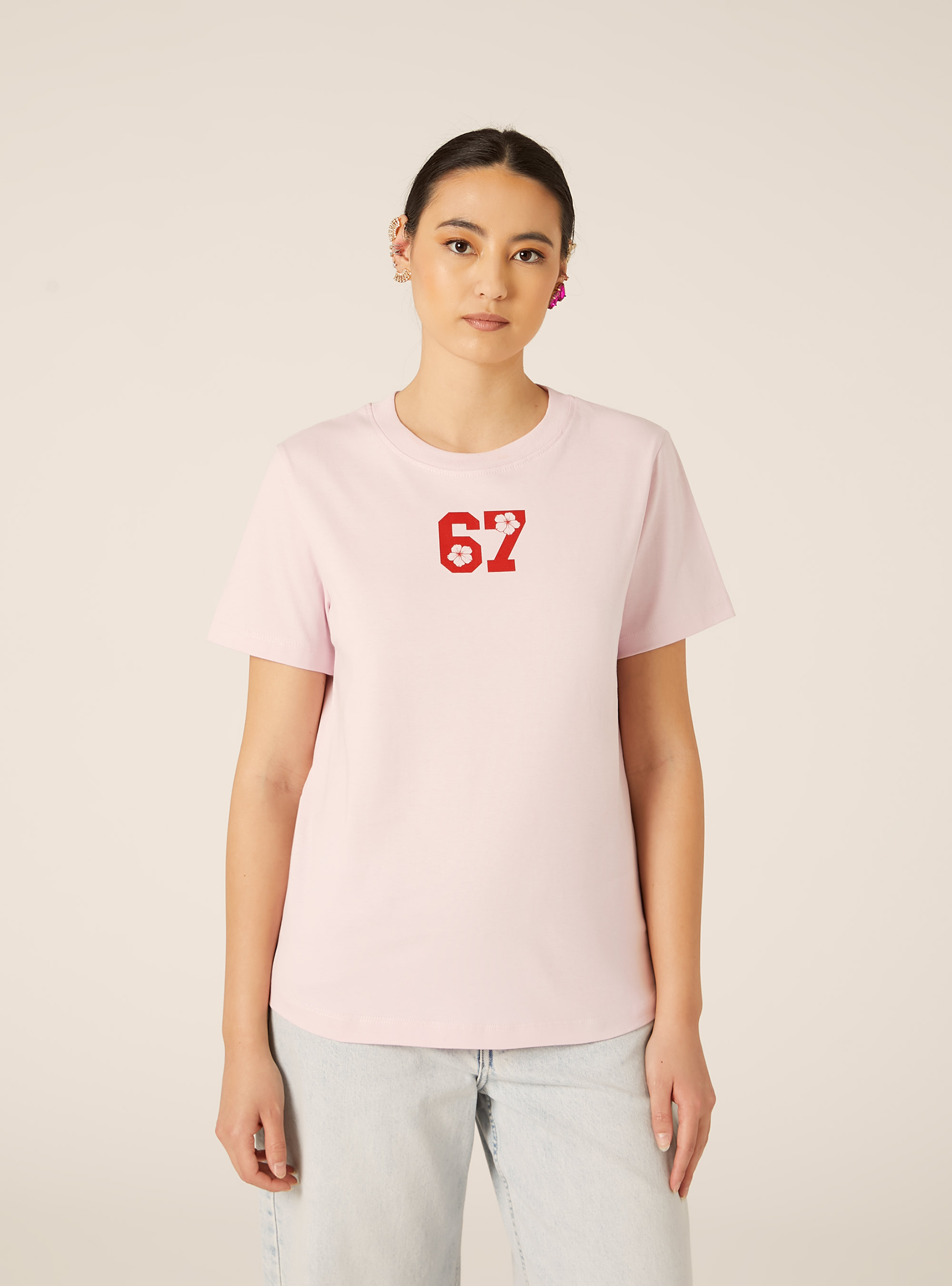 T-shirt regular con stampa numero, PK3 PINK LIGHT