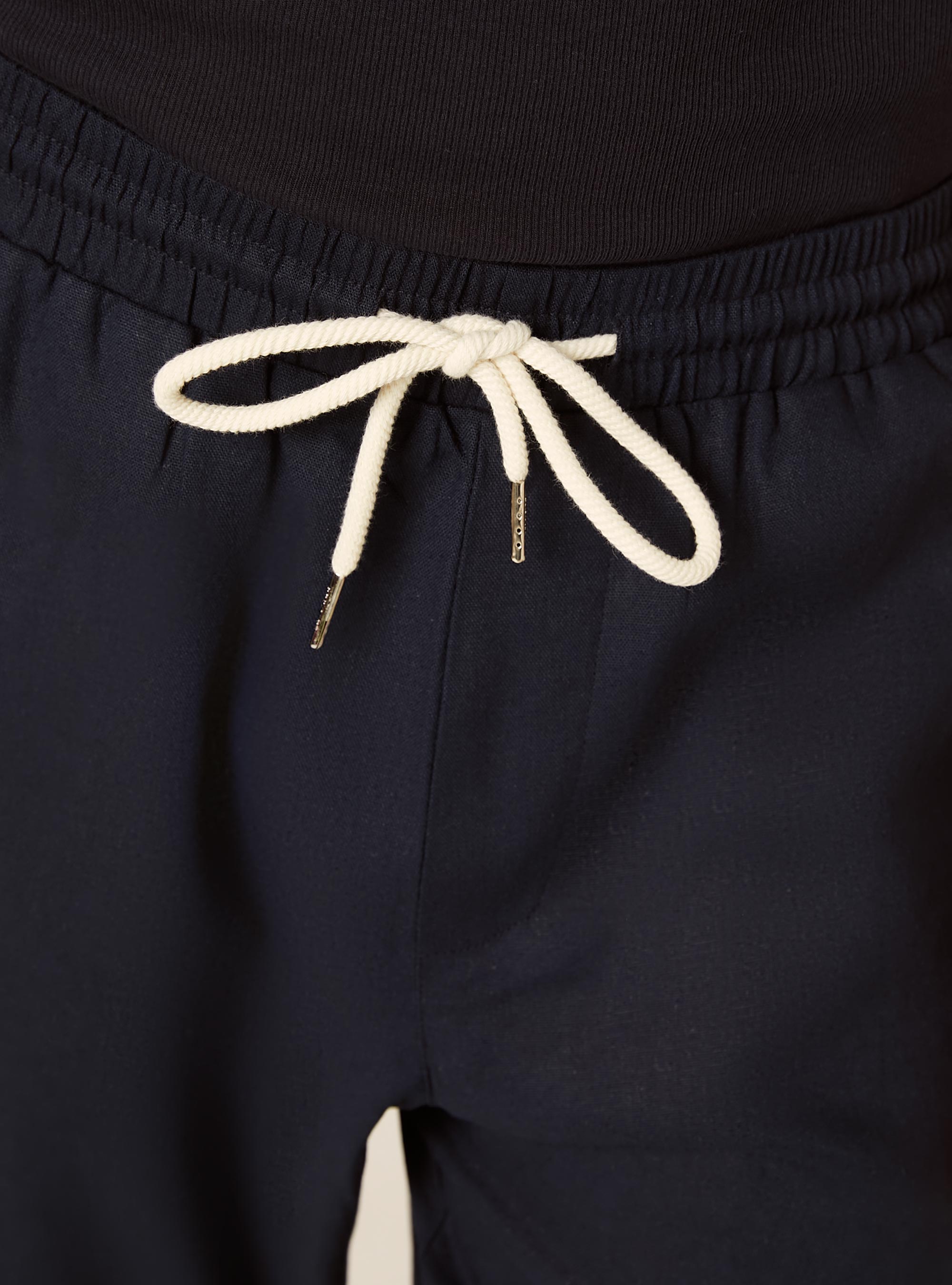 Pantalaccio in misto lino  con coulisse in vita, NA1 NAVY DARK