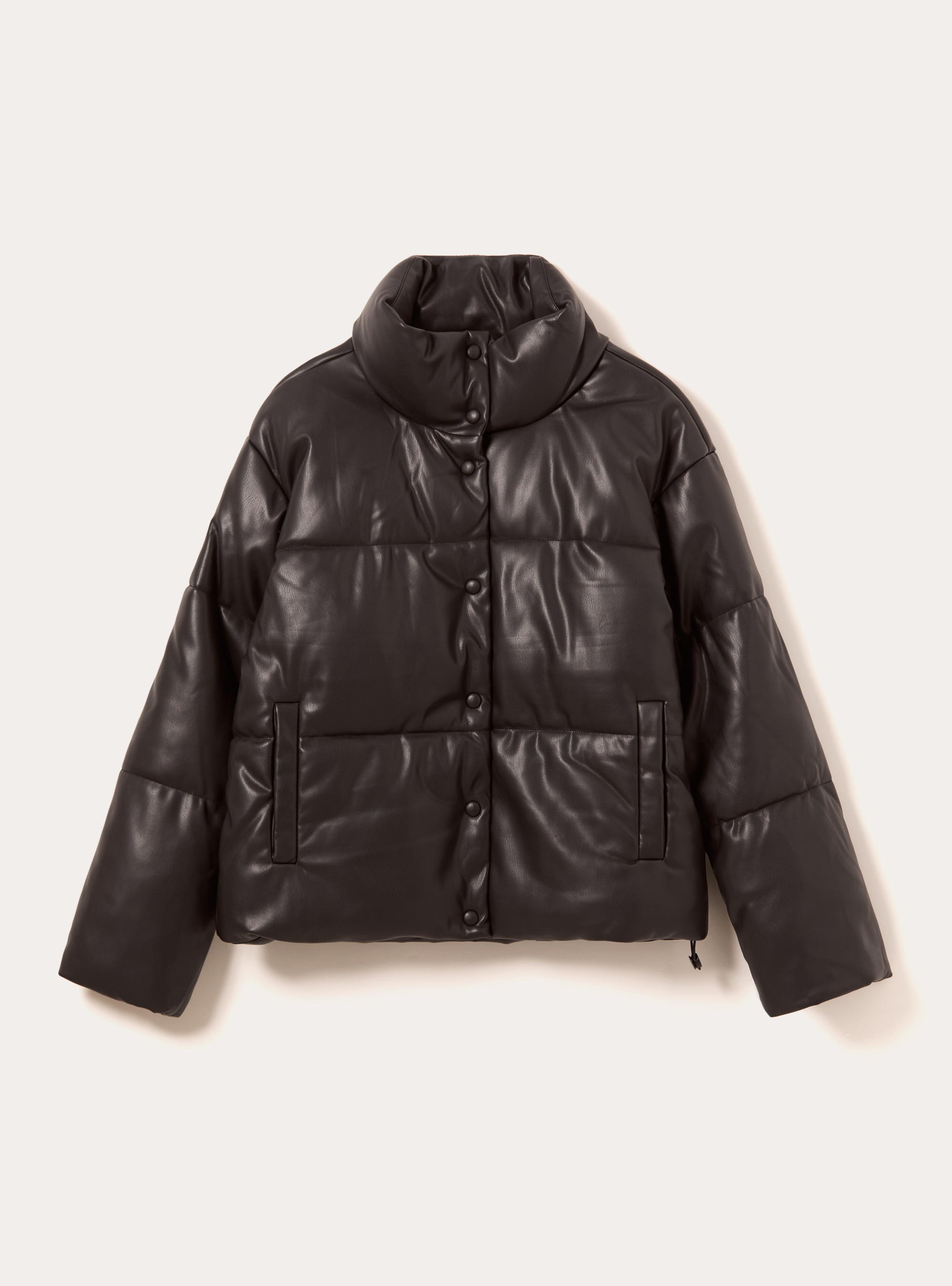 Giubbotto imbottito effetto pelle, BK1 BLACK