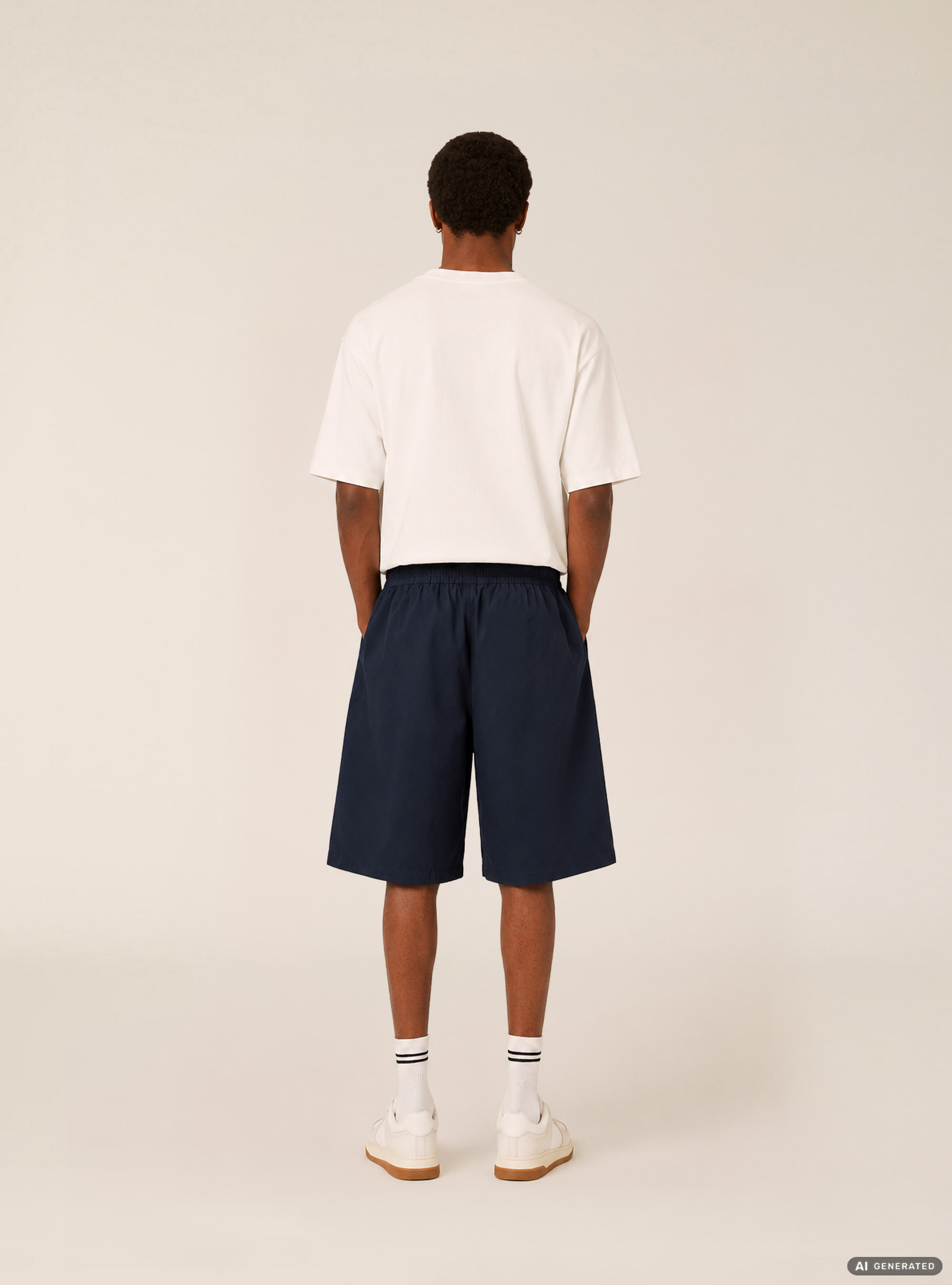 Bermuda baggy con pince misto cotone, NA1 NAVY DARK