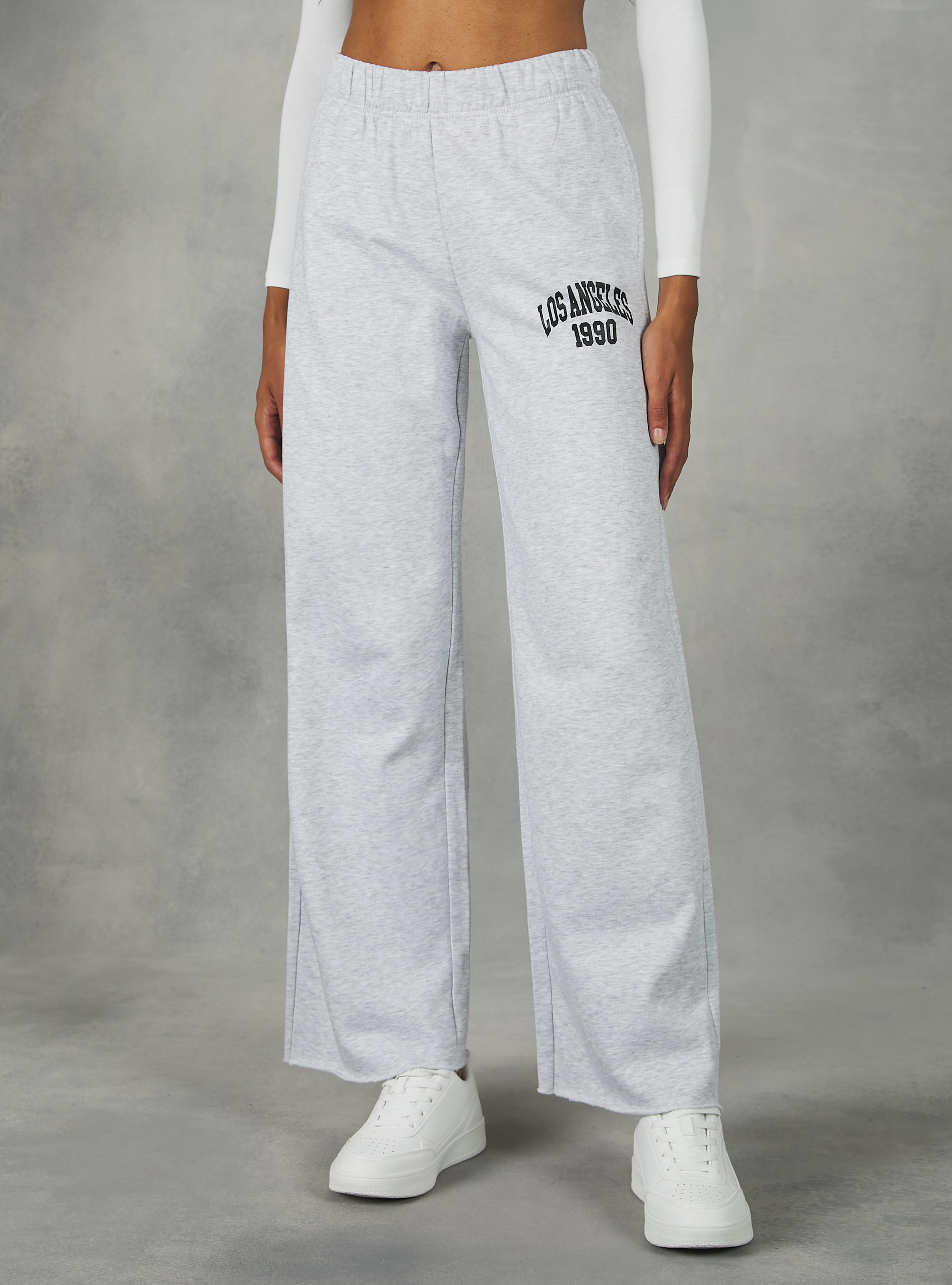 College wide leg jogger, MGY3 GREY MEL LIGHT