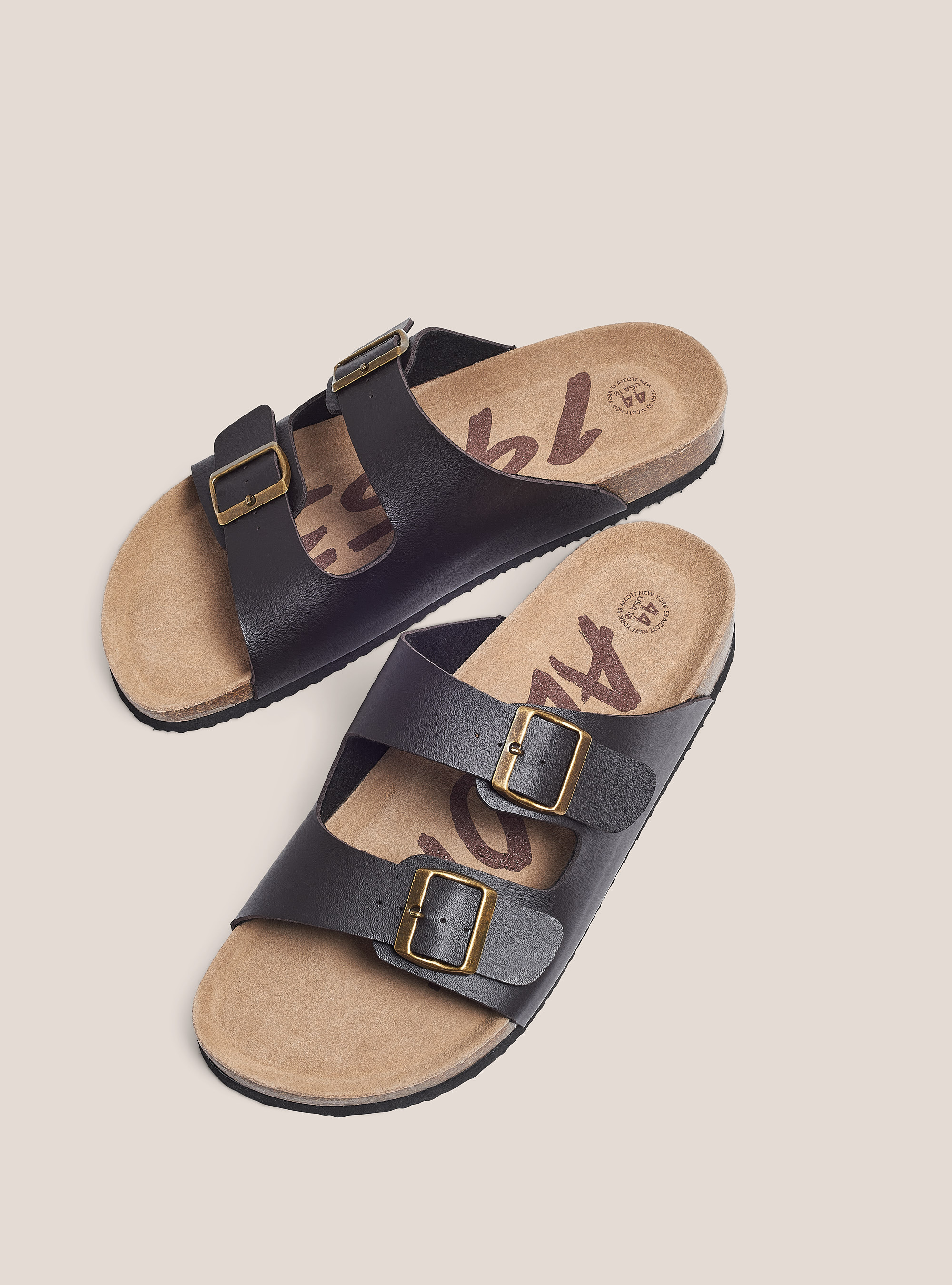 Sandale aus Lederimitat mit Wildledersohle, C510 BROWN