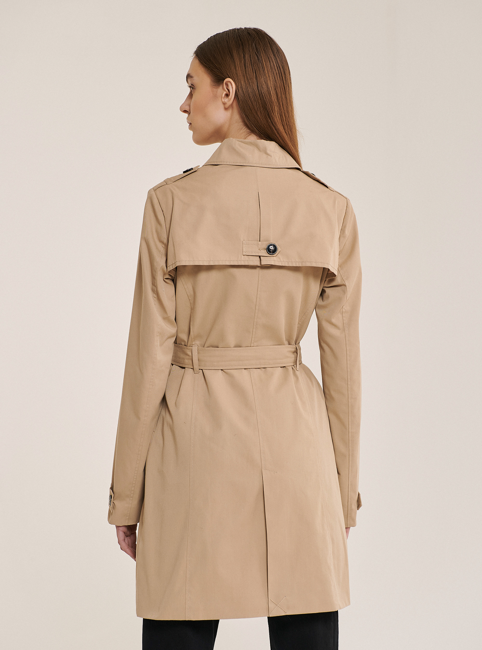 Trench morbido con cintura, BEIGE