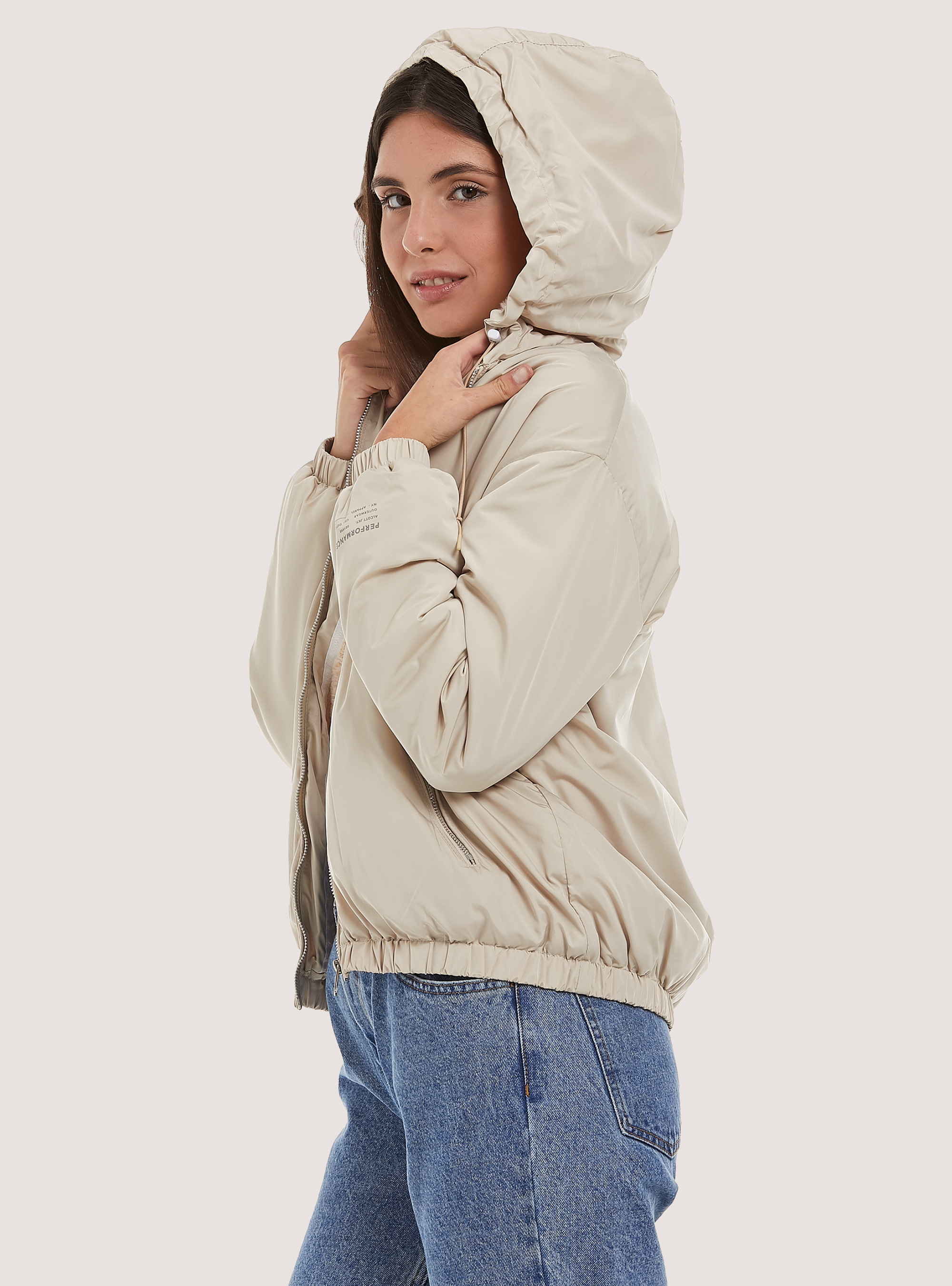 Bomber jacket with faux fur lining, BG3 BEIGE LIGHT