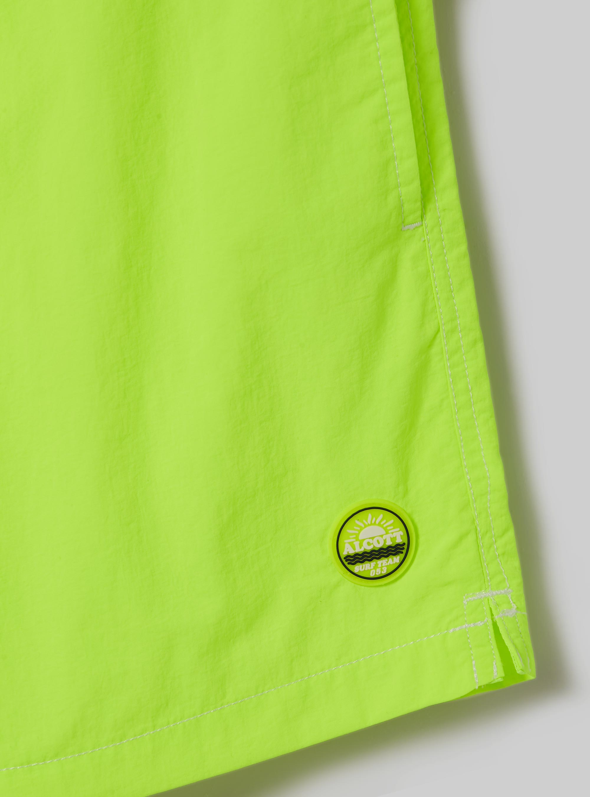 Plain-coloured swimming costume with embroidery and back pocket, FYE1 FLUO DARK YELLOW