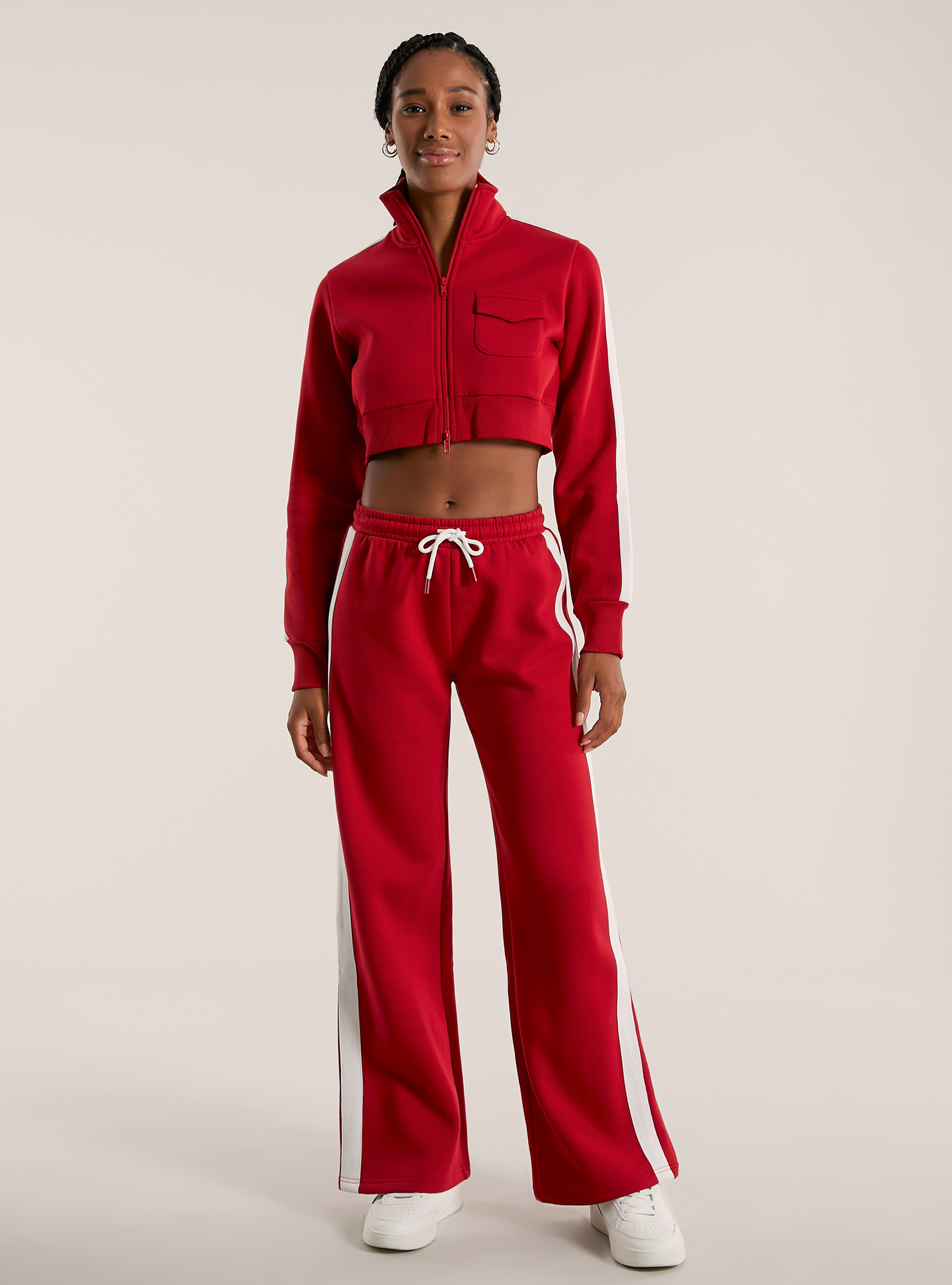 Sweatshirt with zipper and side bands, RD2 RED MEDIUM