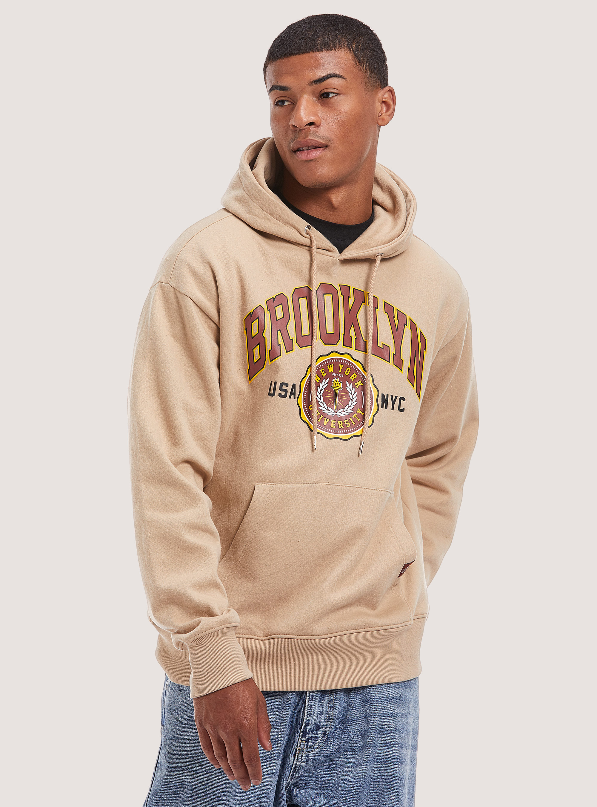 College Print Hoodie, BG2 BEIGE MEDIUM