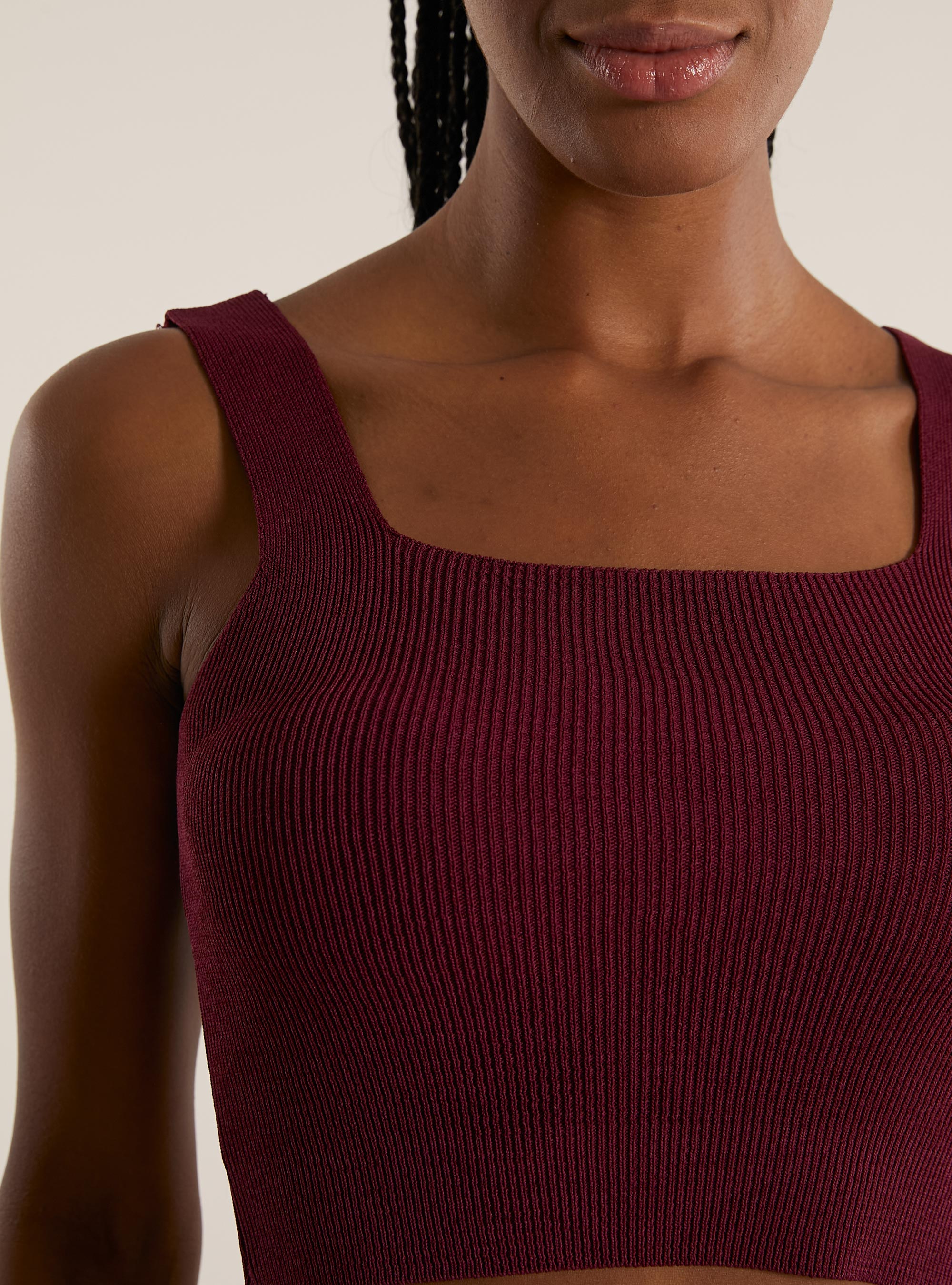 Knit tank top, BO1 BORDEAUX DARK