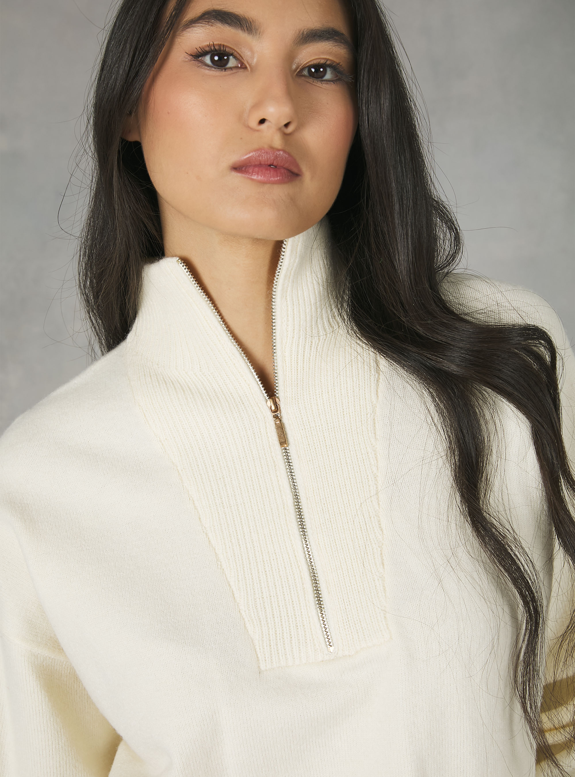 Half-neck pullover with zip, WH1 OFF WHITE
