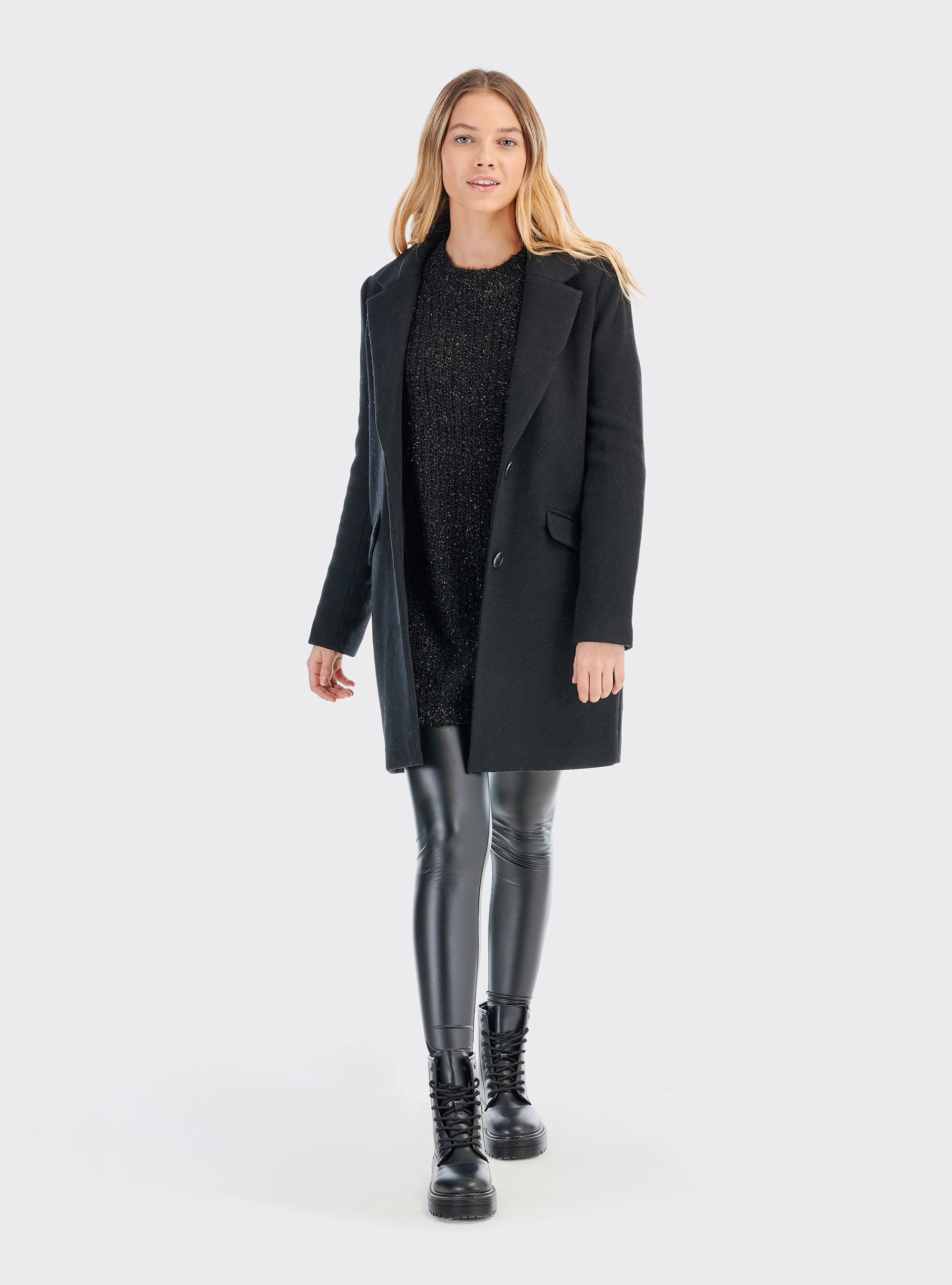 Pullover con filo lurex comfort fit, NERO