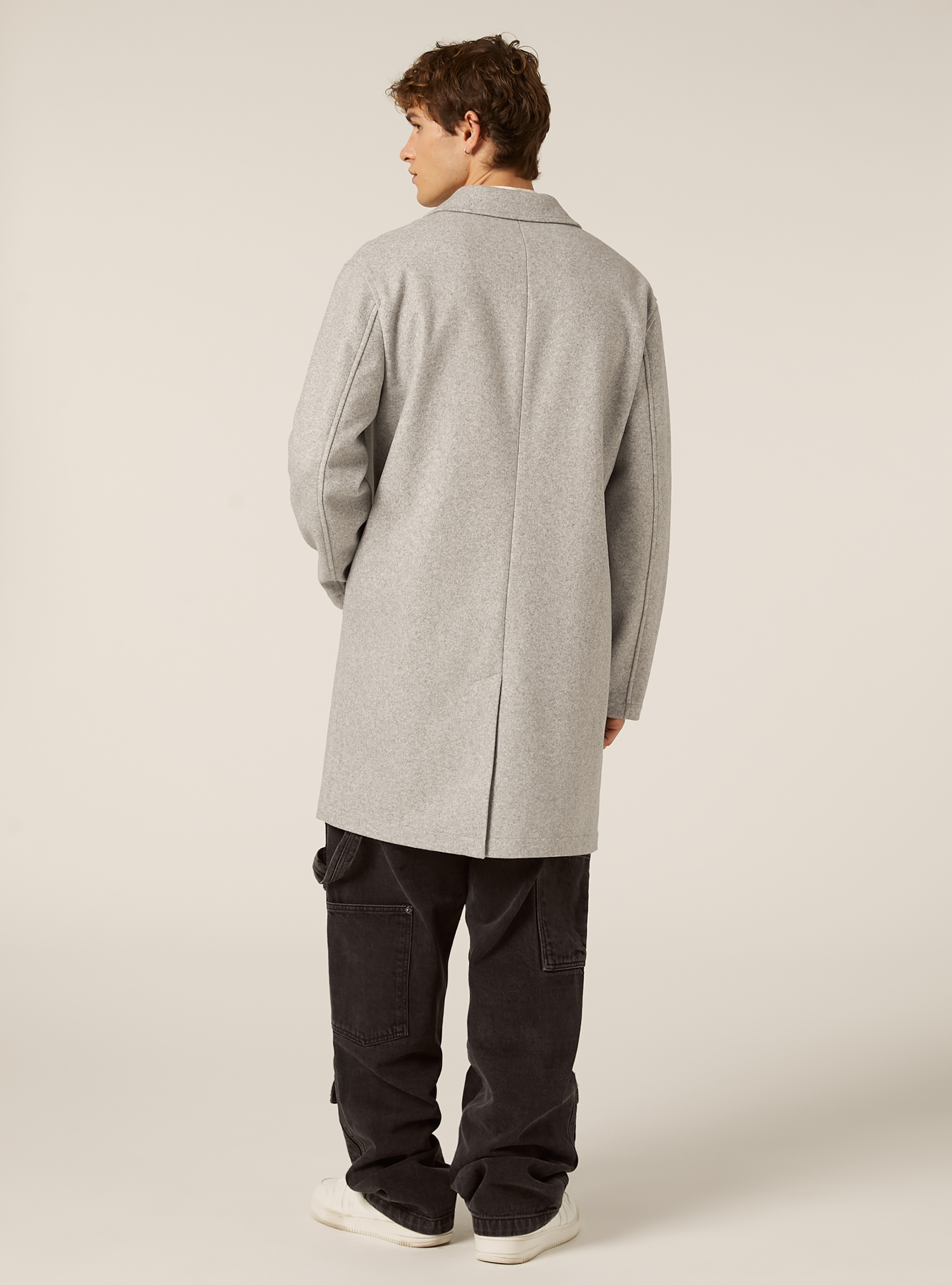 Unlined single-breasted coat, MGY3 GREY MEL LIGHT