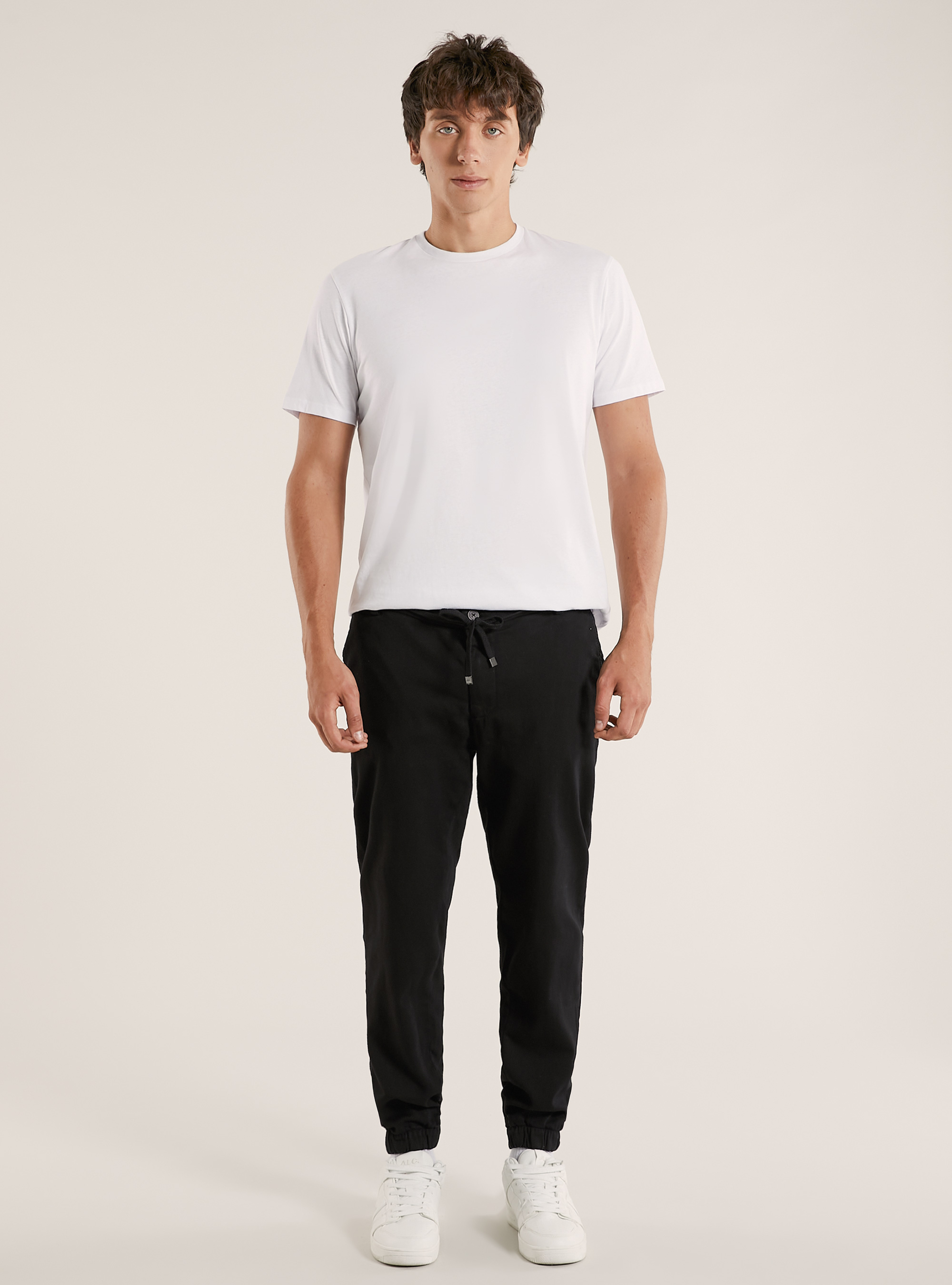 Jogger trousers with drawstring, BK1 BLACK