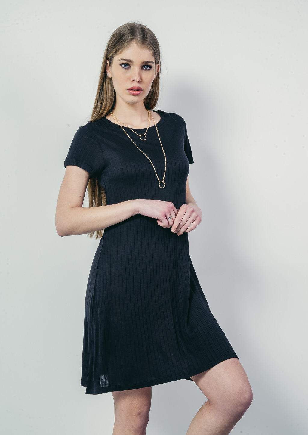 ABITO SVASATO MEZZE MANICHE, C101 BLACK