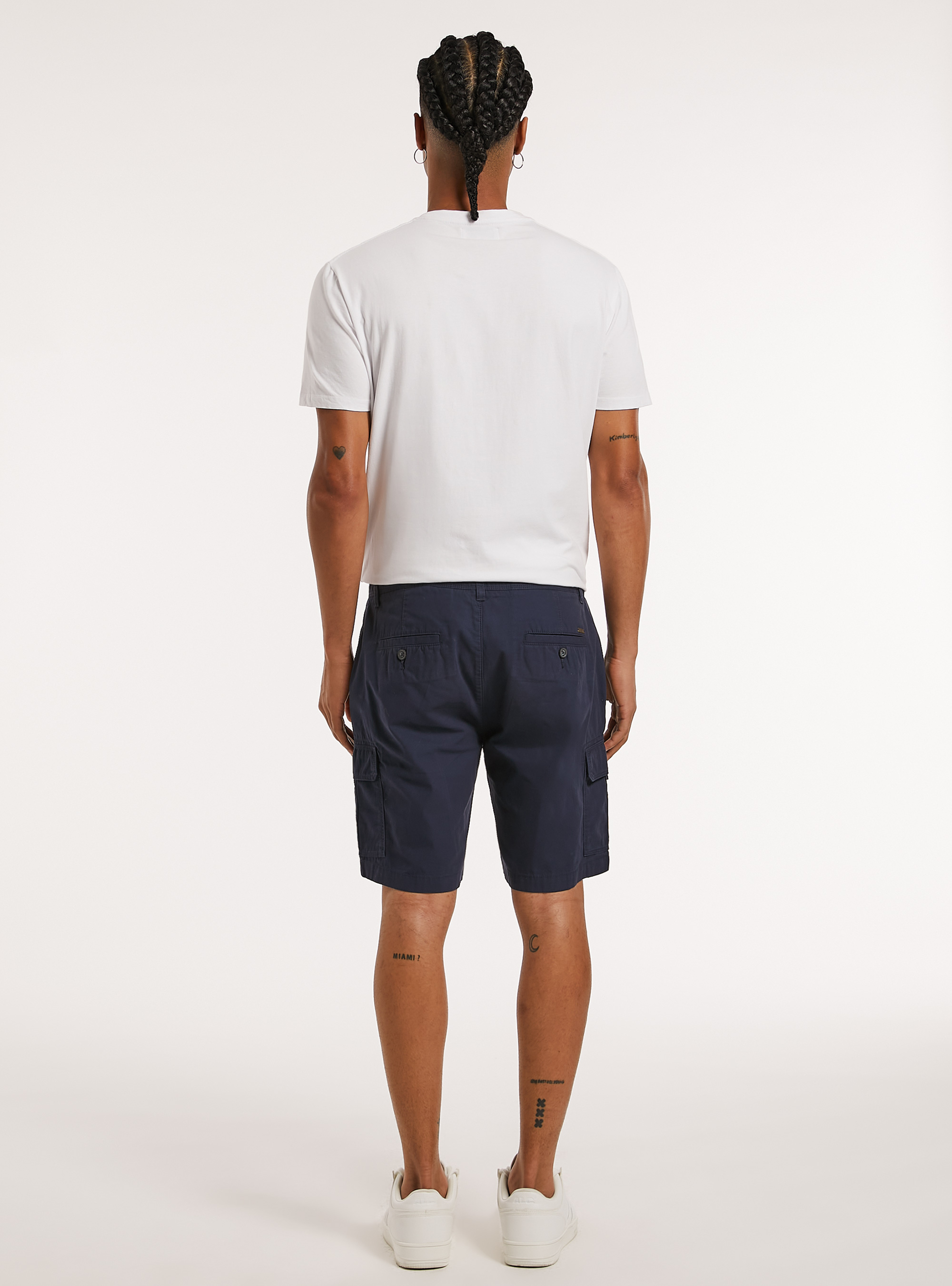 Cotton cargo bermuda shorts, BL1 BLUE DARK