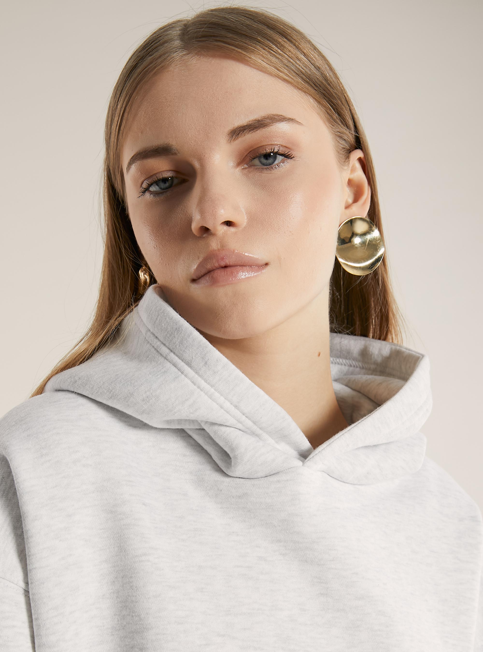 Kapuzensweatshirt in Boxy-Passform, MGY3 GREY MEL LIGHT