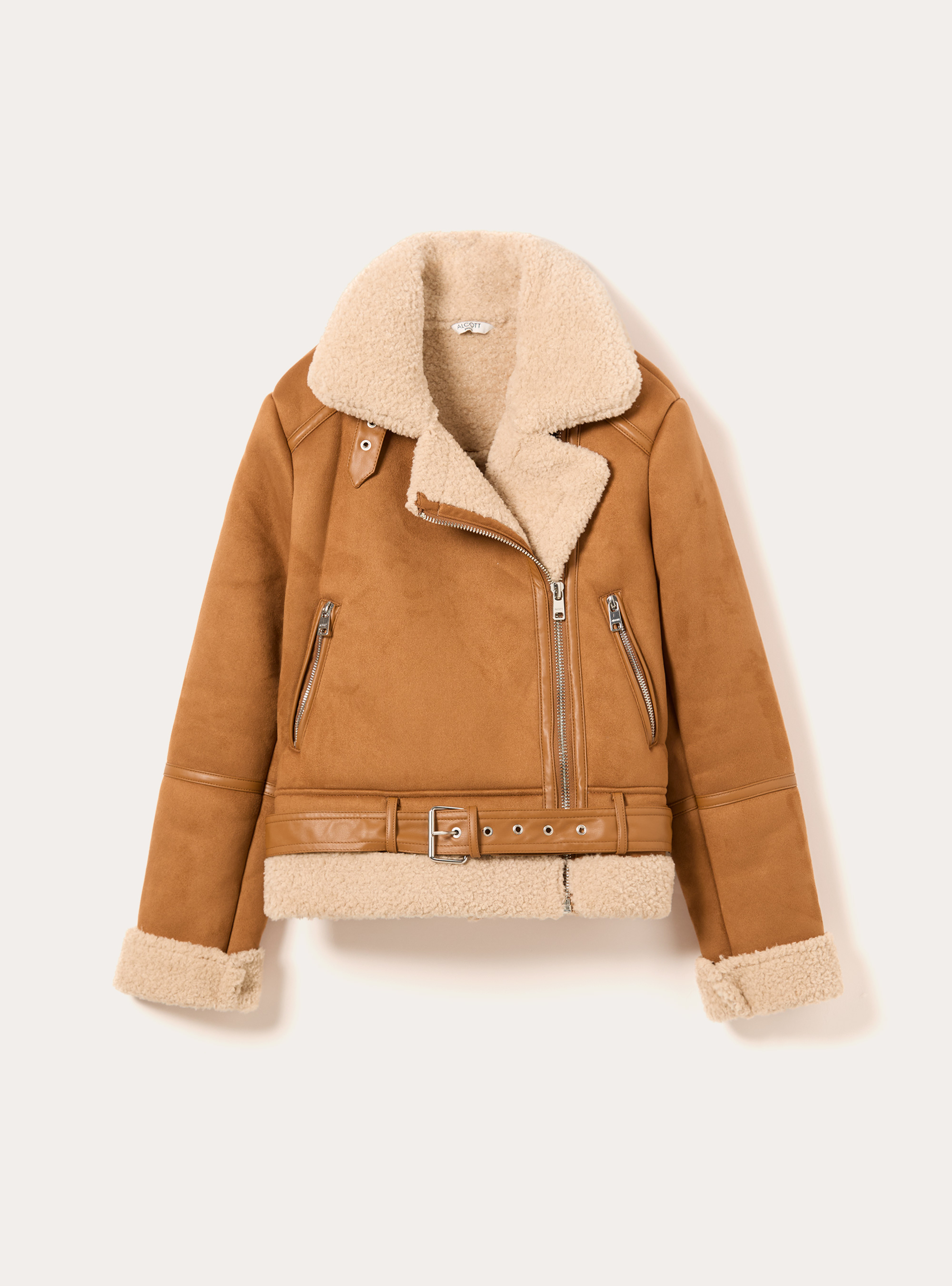 Giubbotto montone effetto camoscio, TB2 TOBACCO MEDIUM