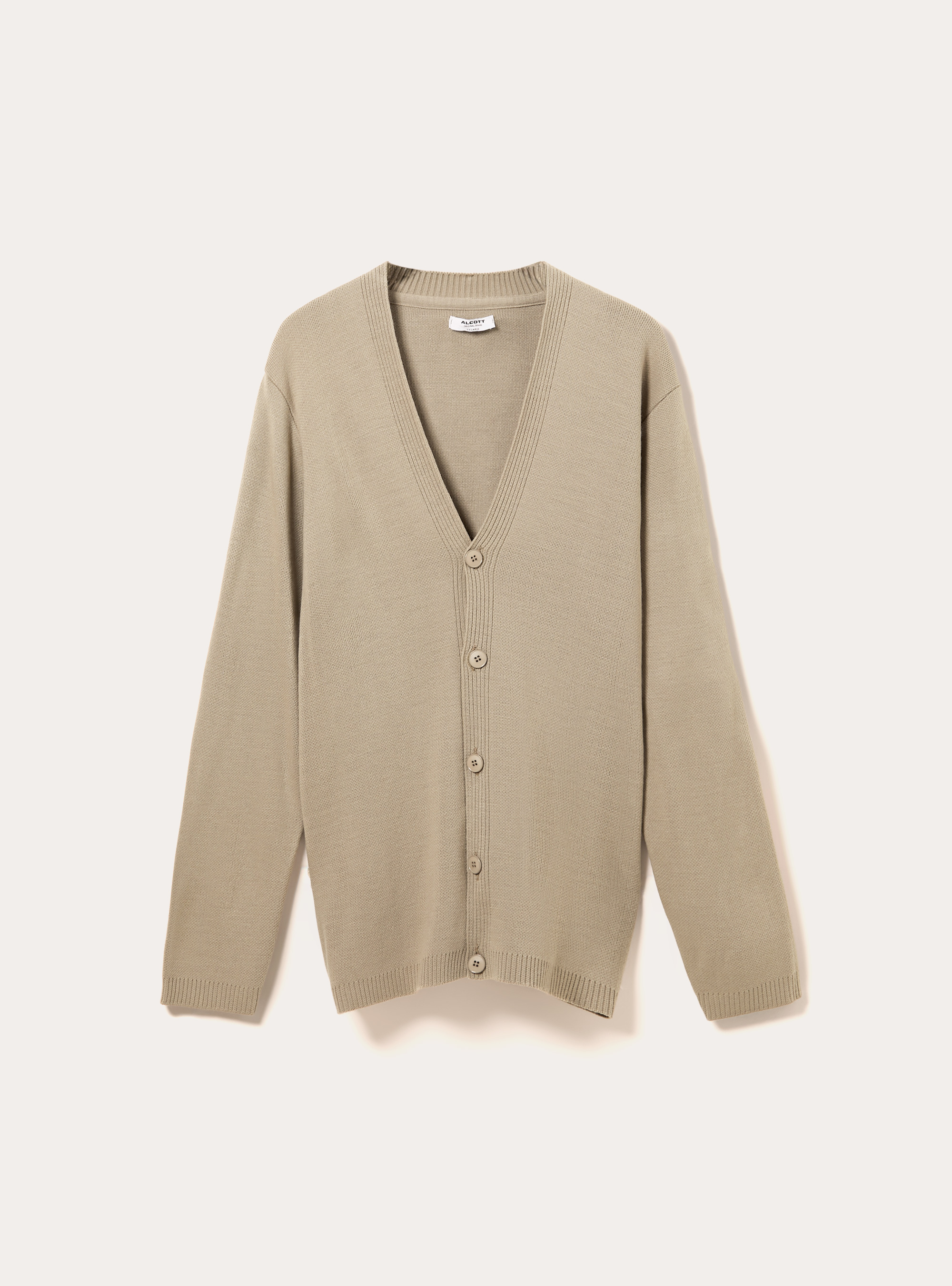 Knitted cardigan with V-neck, BG1 BEIGE DARK