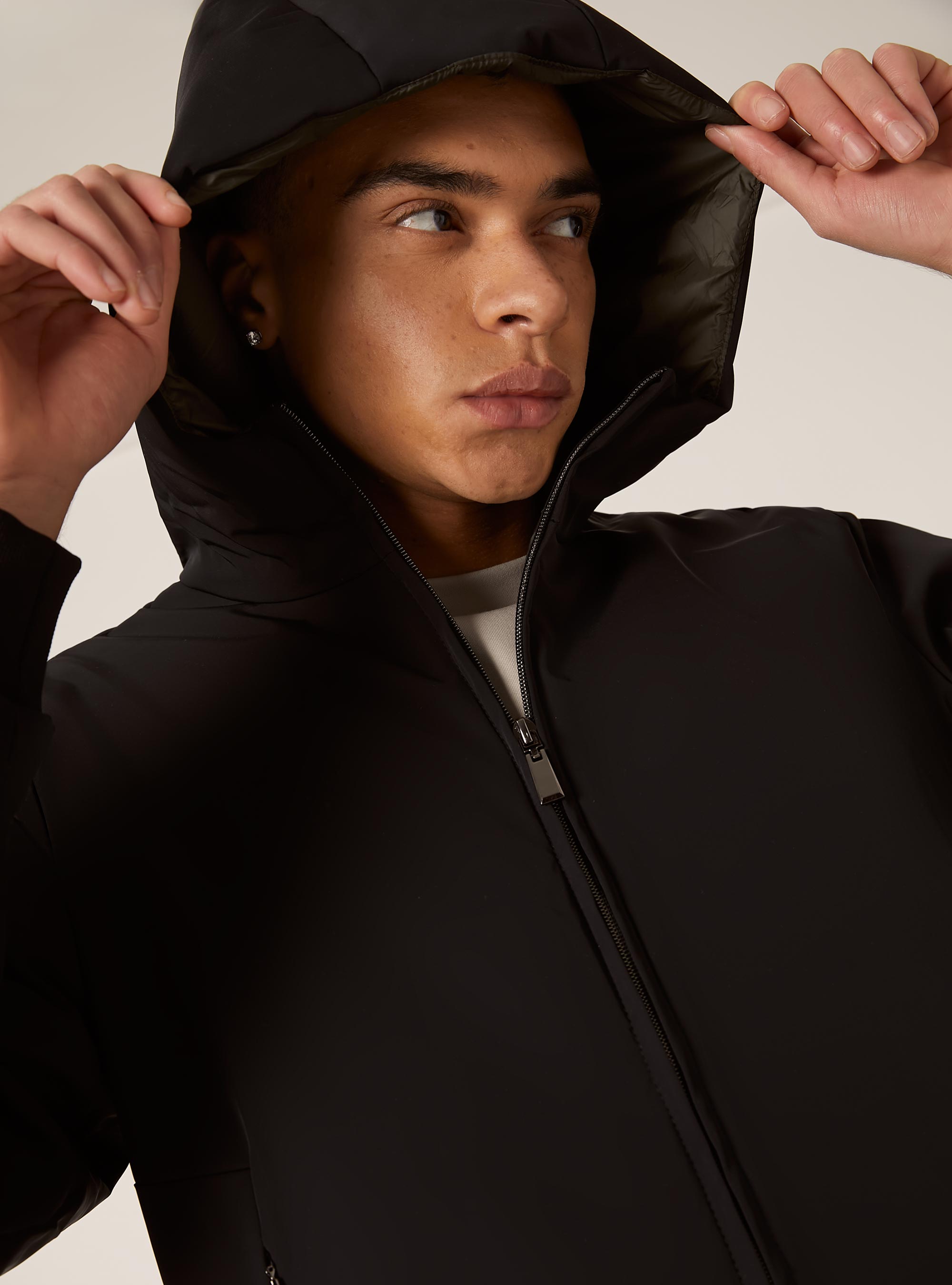 Hooded padded jacket, BK1 BLACK