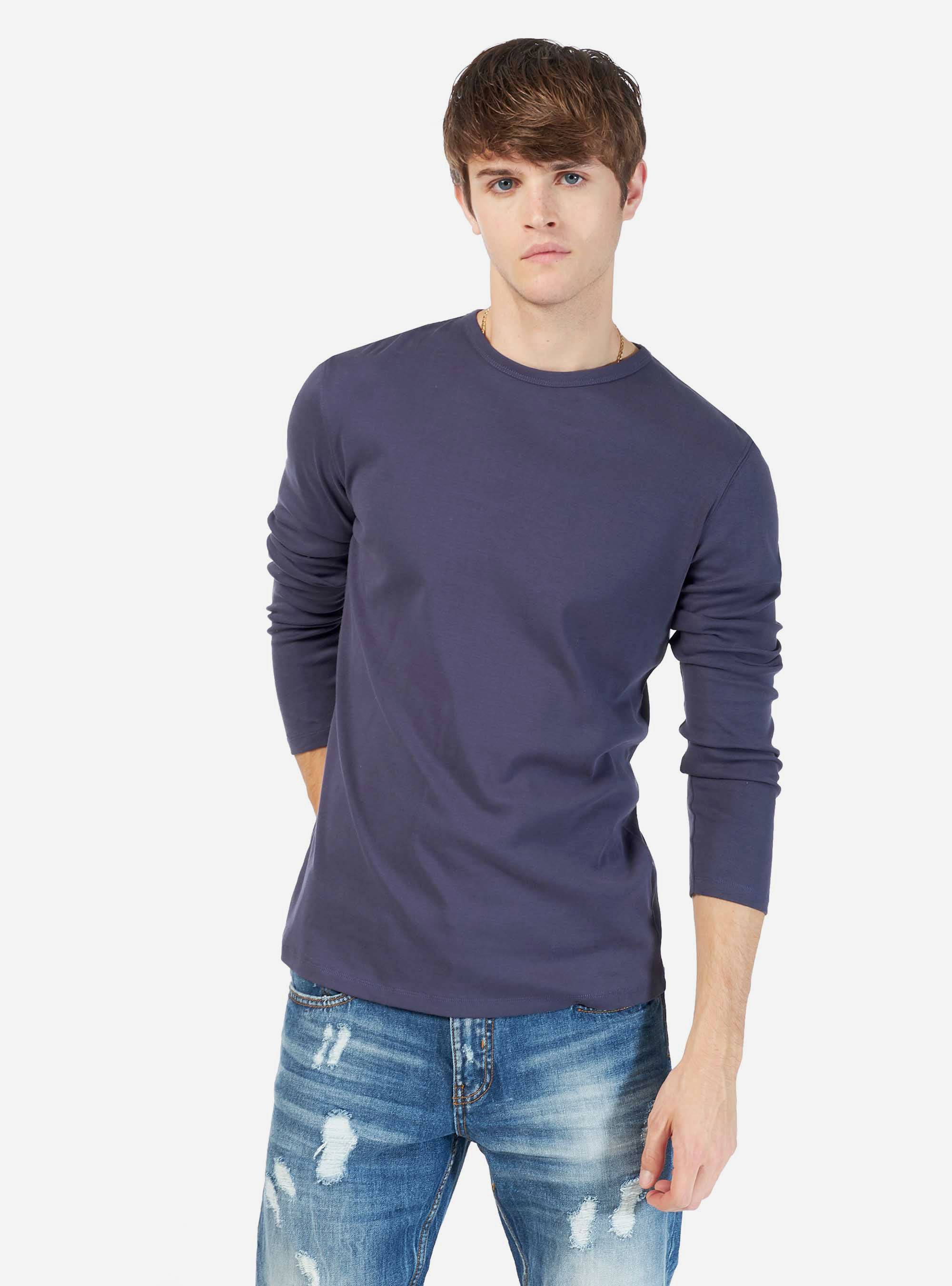 BASIC T-SHIRT LONG SLEEVE, BLUE