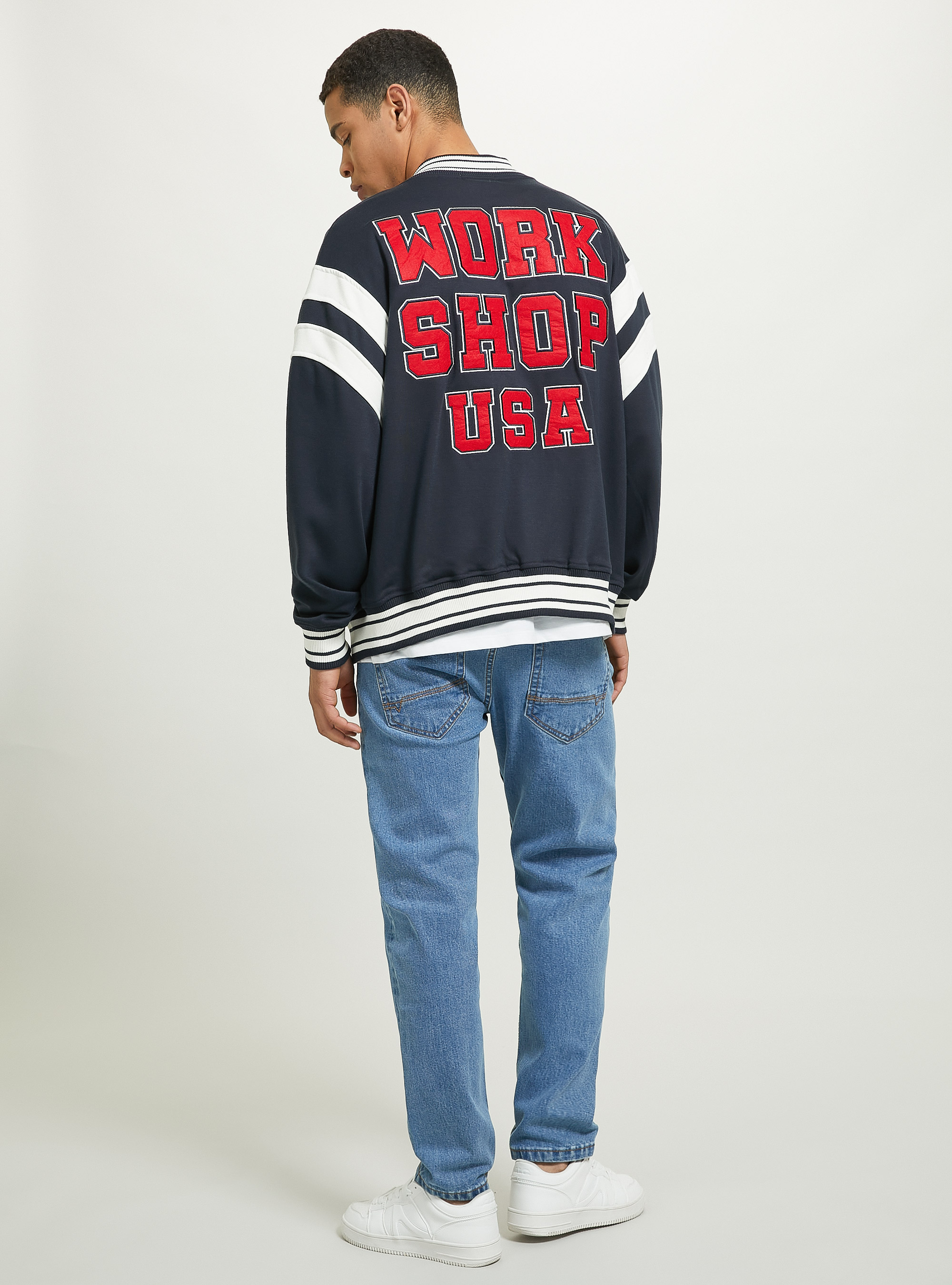 Blouson bombardier &agrave; imprim&eacute; de l'universite, NA1 NAVY DARK