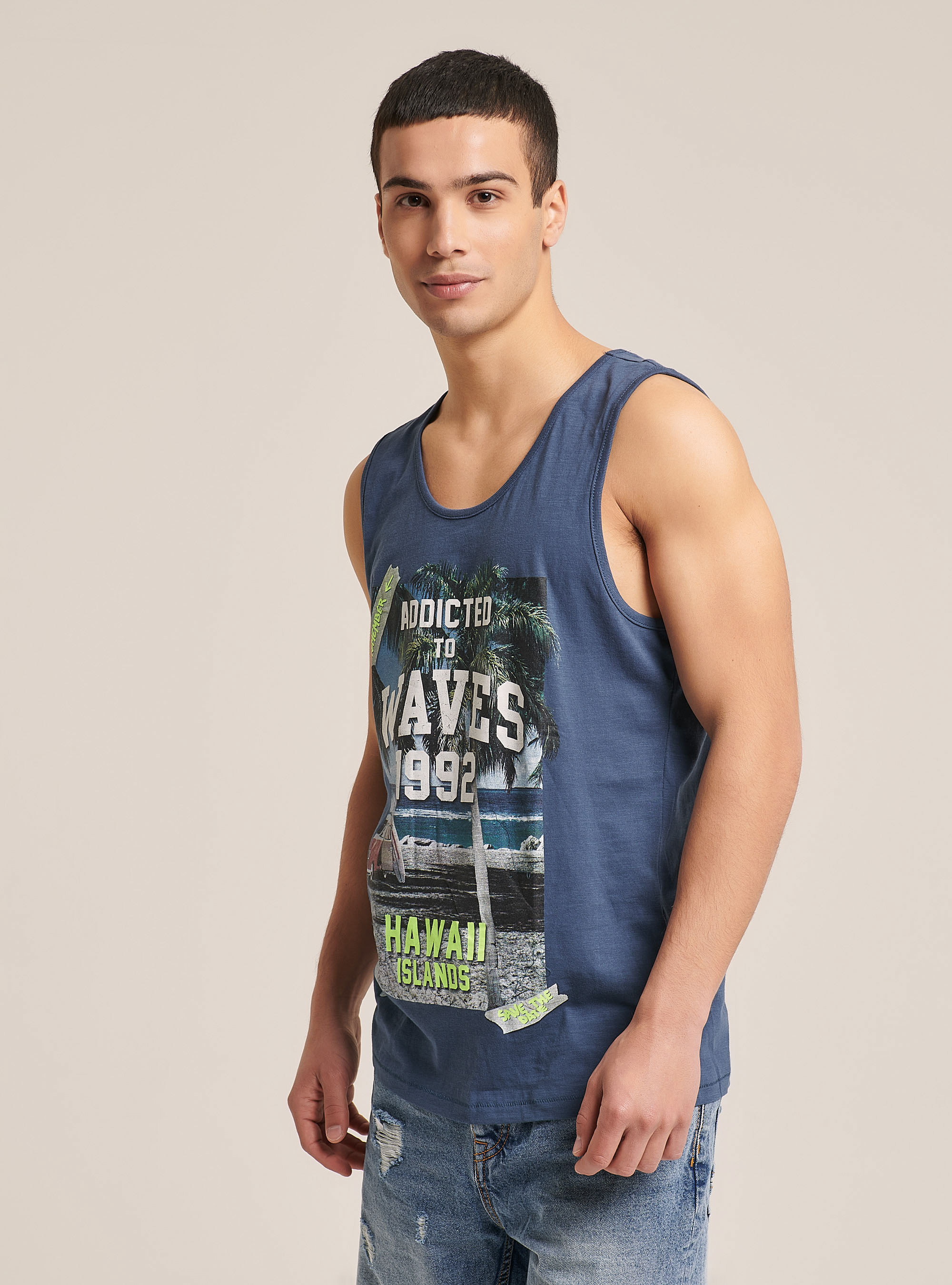 Tanktop mit Aufdruck City, C222 BLUE