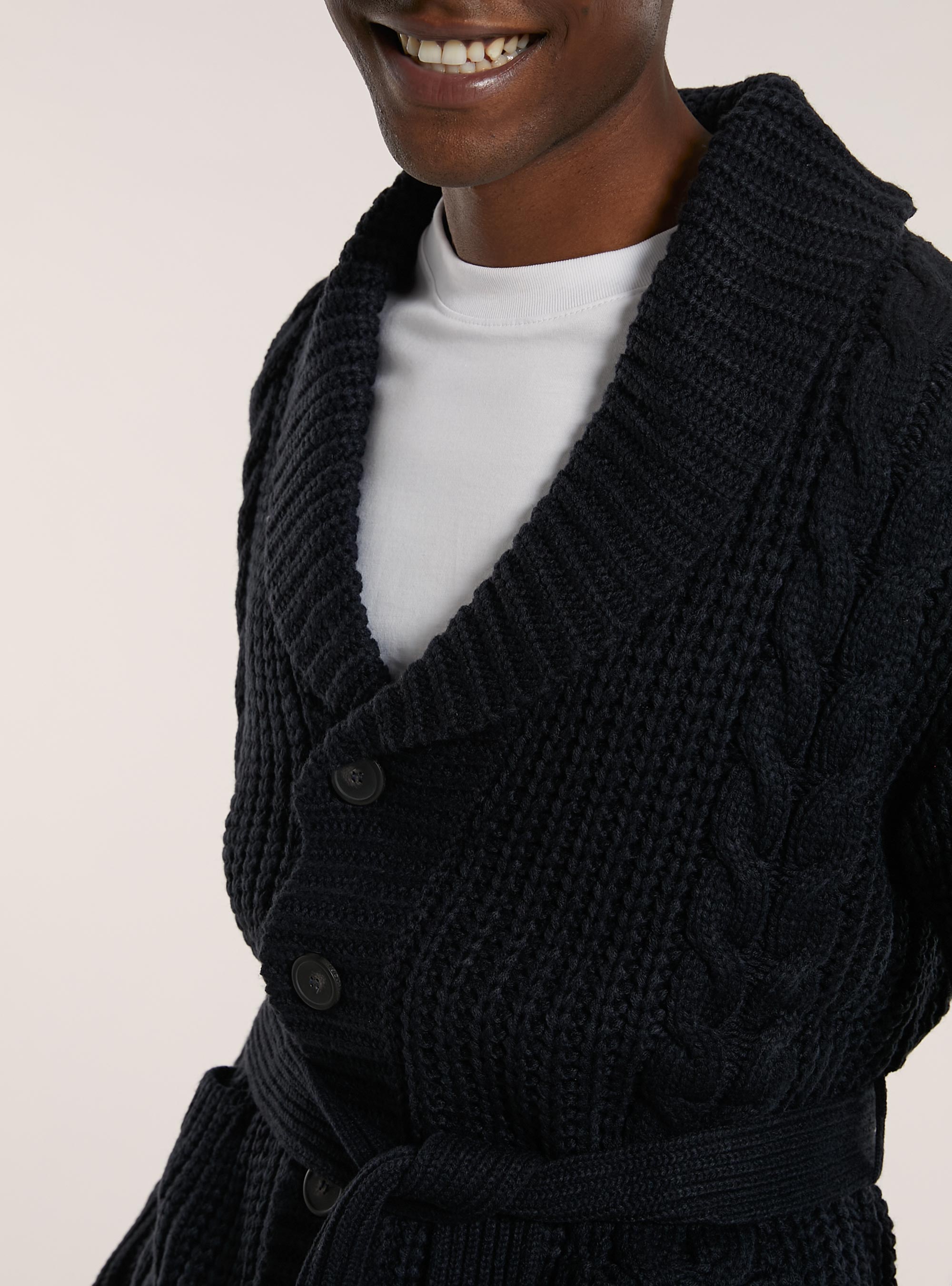 Pullover cardigan a trecce aperto, NA1 NAVY DARK