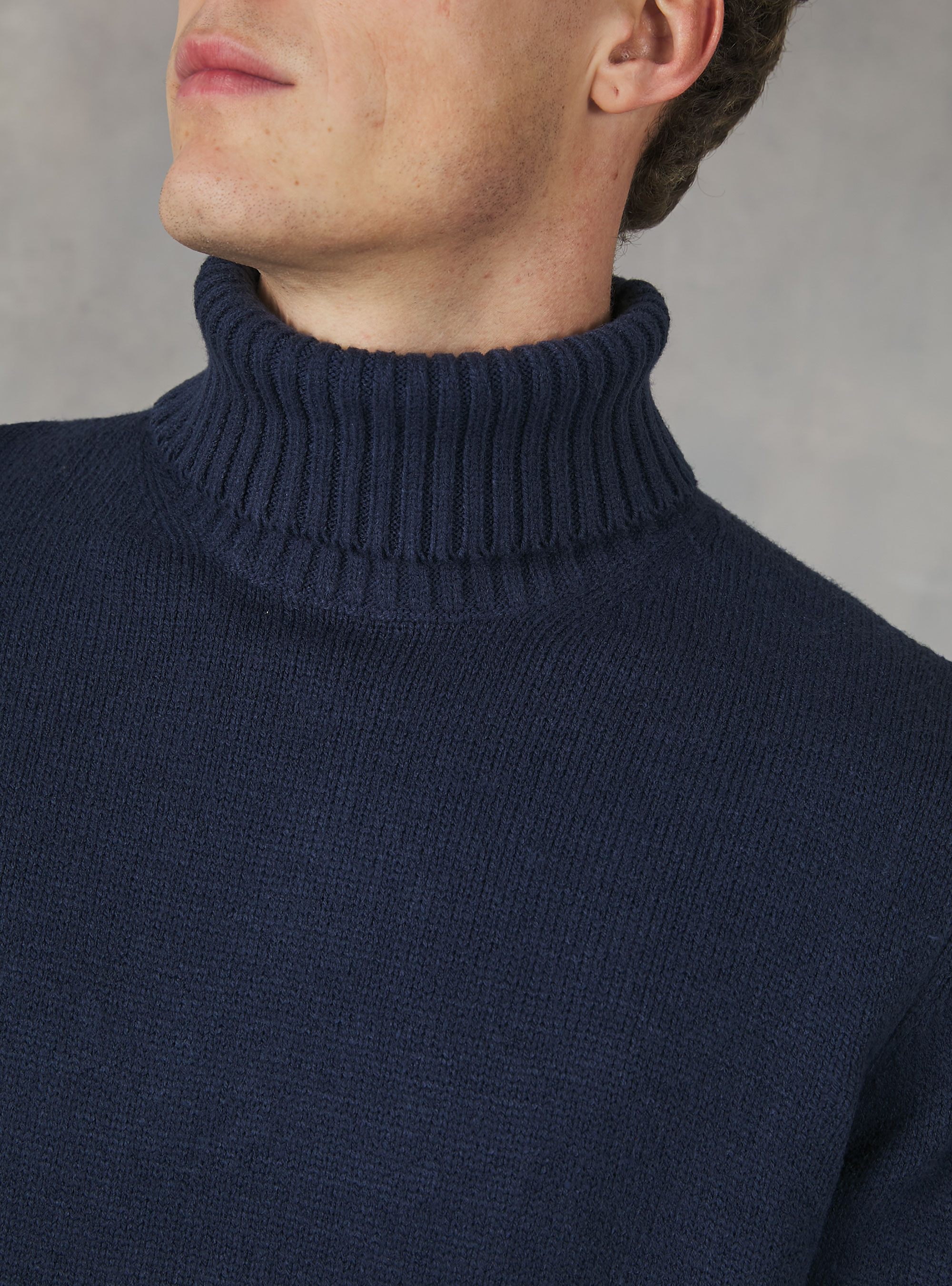 Pullover a collo alto cachemire touch, MNA2 NAVY MEL MED