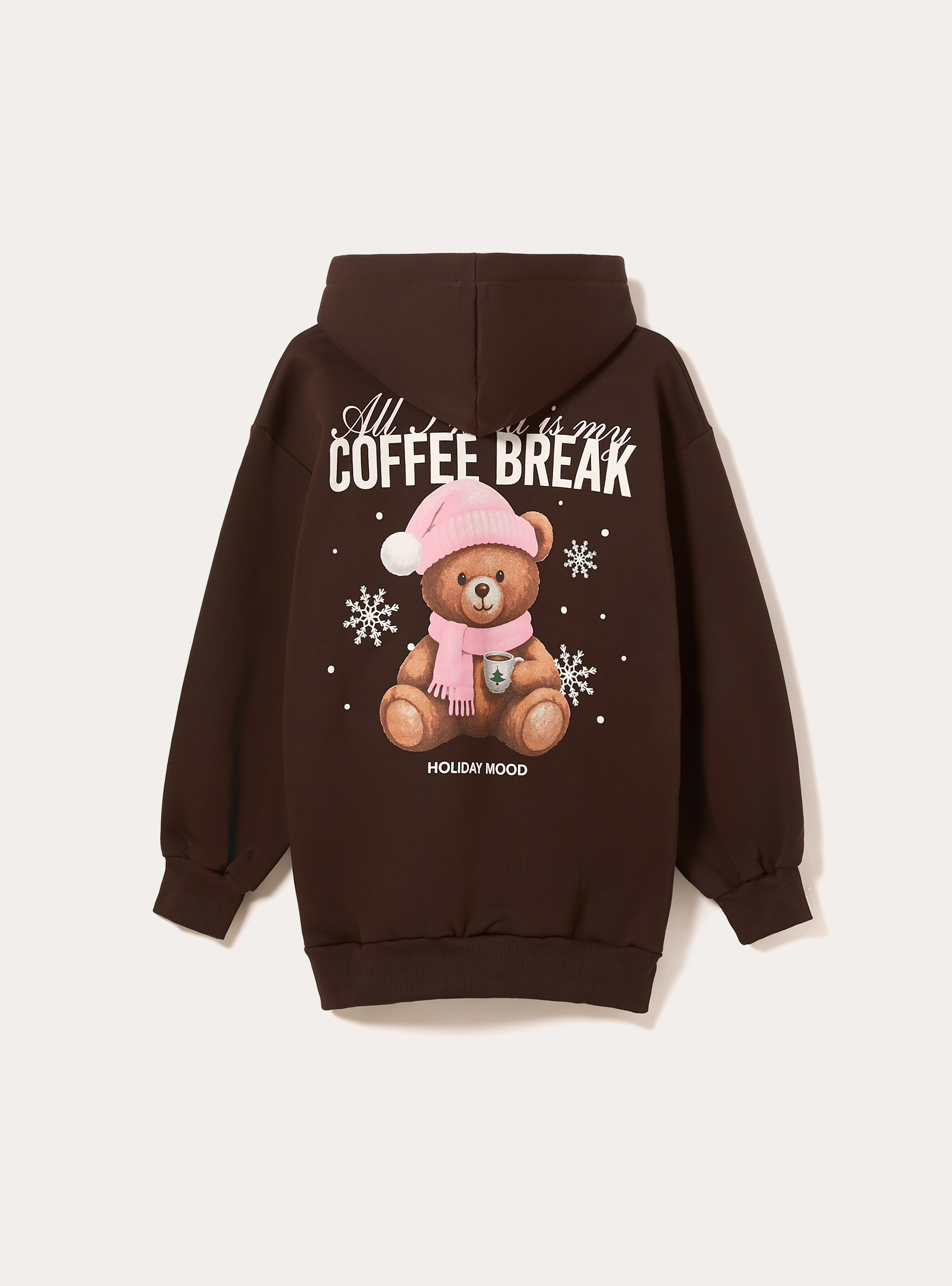 Sweat-shirt à imprimé ours en peluche, BR2 BROWN MEDIUM