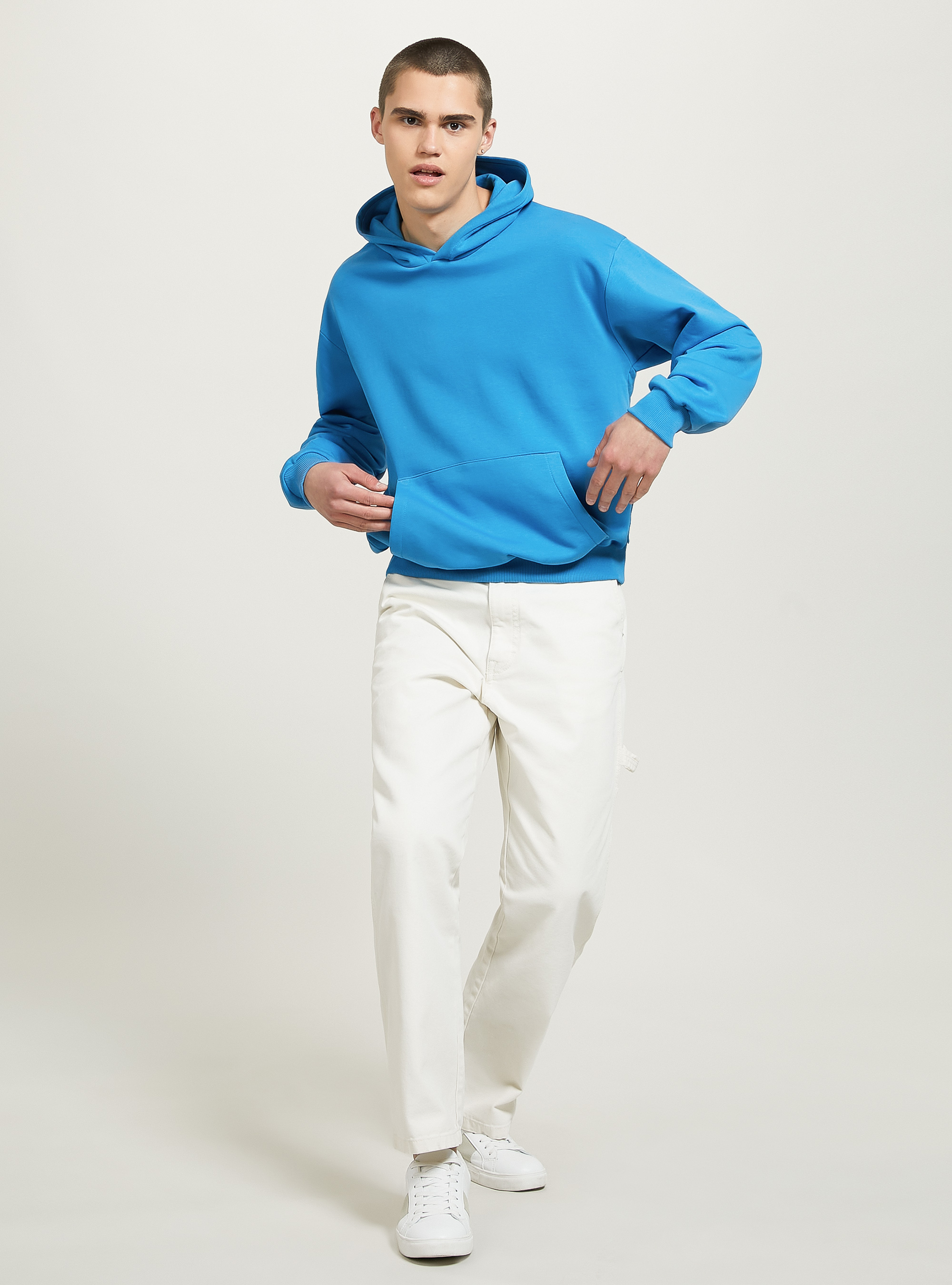 Felpa boxy fit con cappuccio, AZ1 AZURE DARK