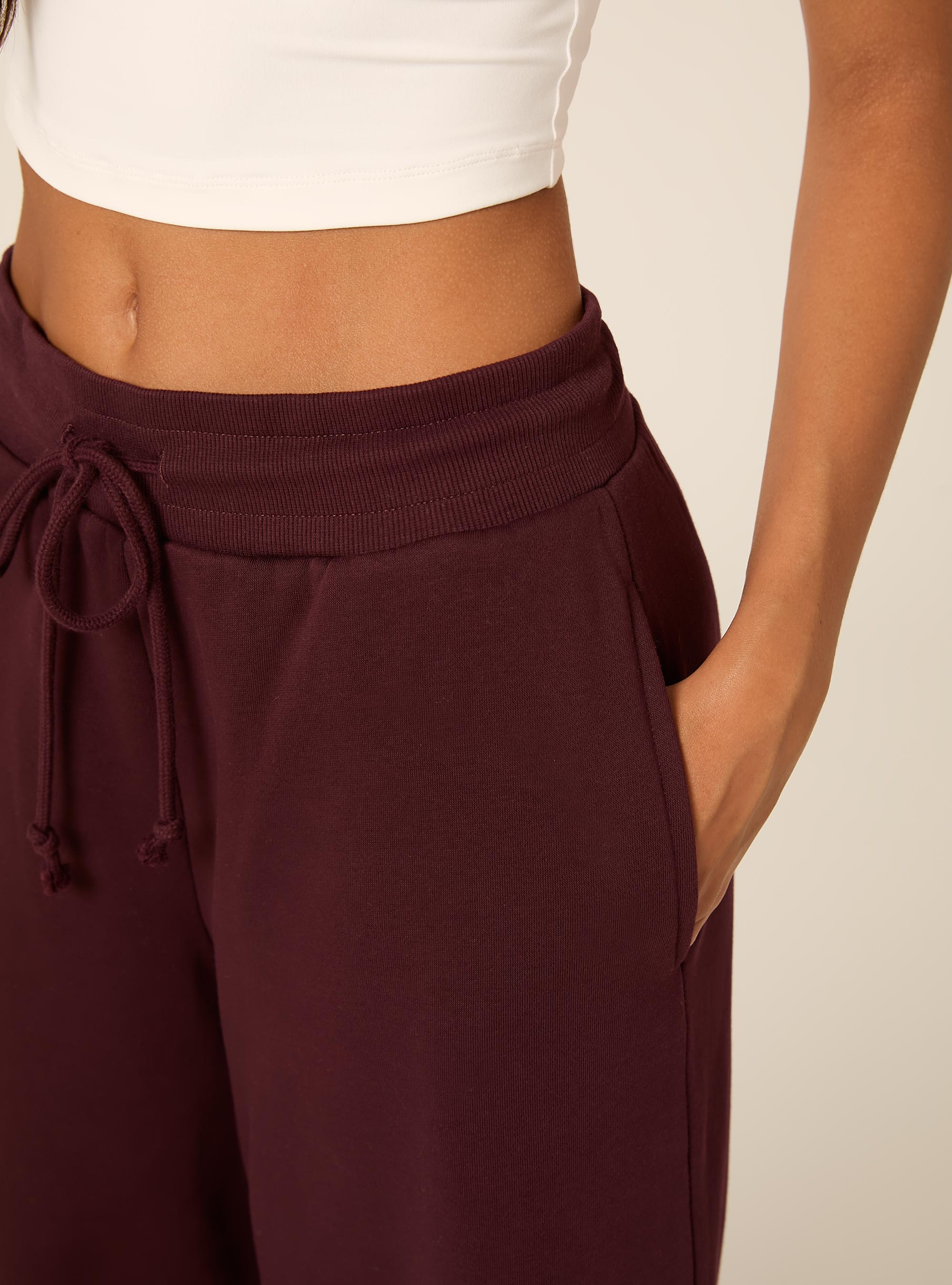 Pantaloni jogger in felpa barrel, BO1 BORDEAUX DARK
