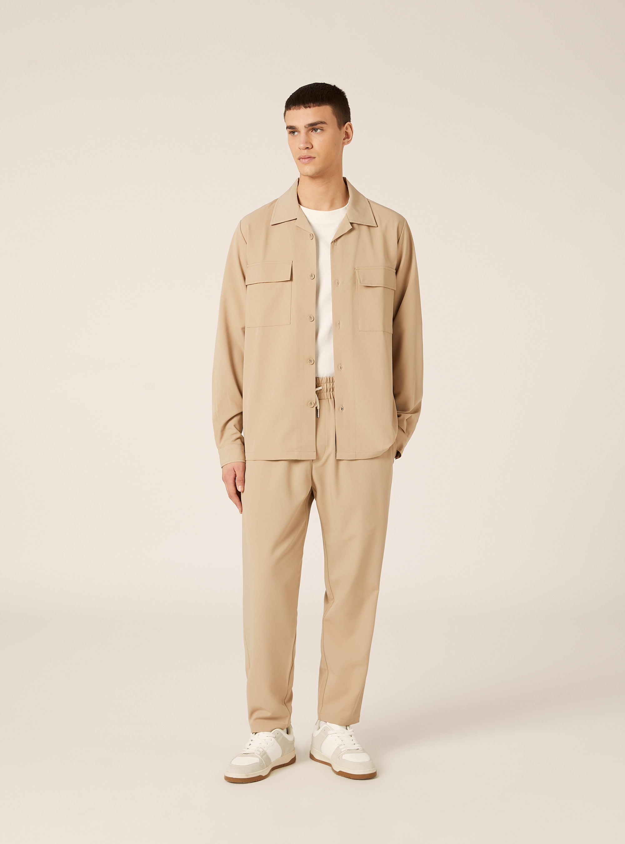 Pantaloni jogger carrot fit, BG2 BEIGE MEDIUM