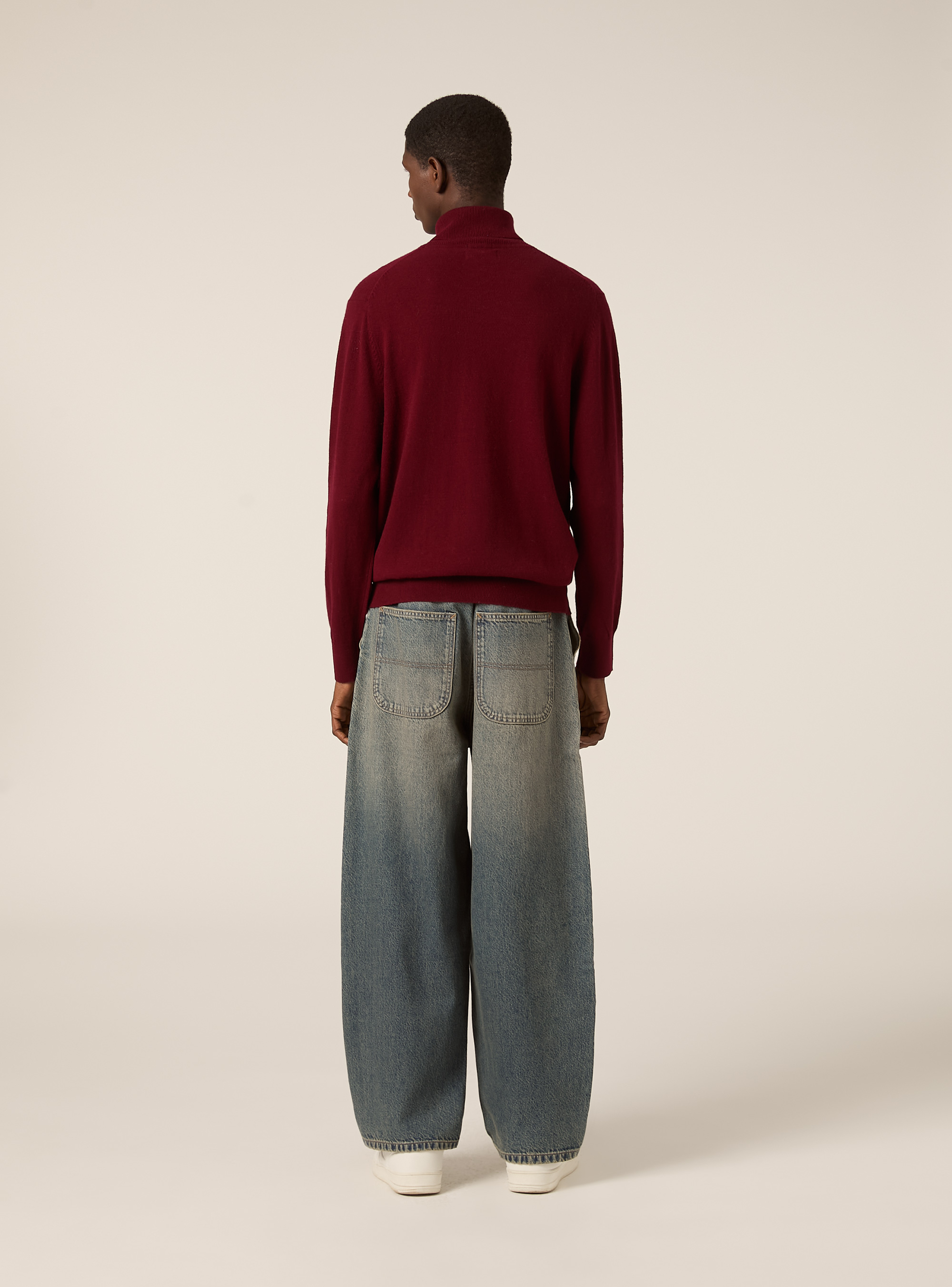 Rollkragenpullover mit Rippstrickabschluss, C3307 WINE