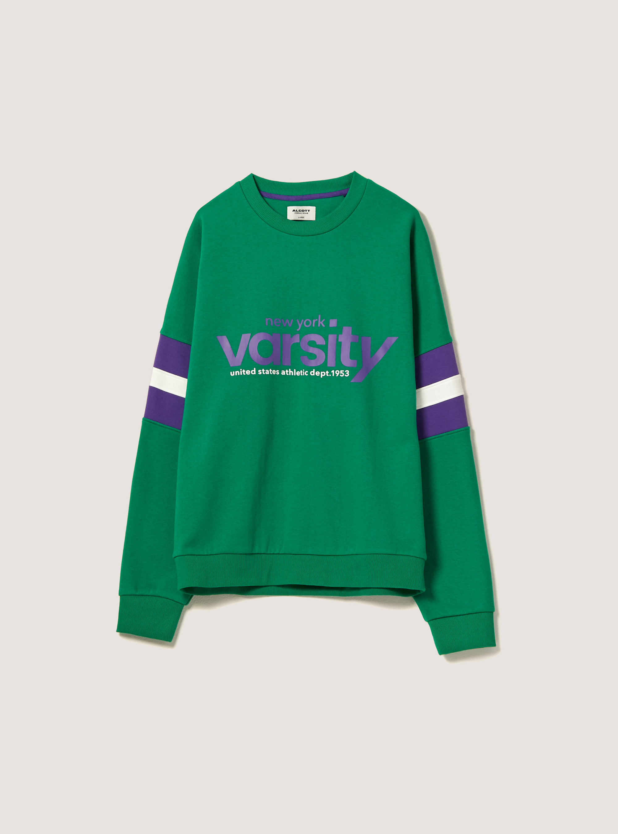Sudadera con estampado Varsity, GN2 GREEN MEDIUM